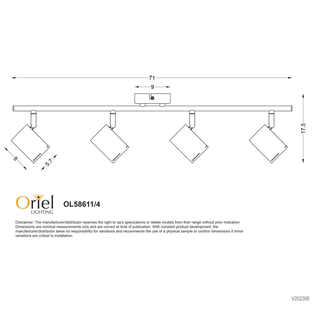 Baril LED 4 Light  Spotlights Black - OL58611/4BK