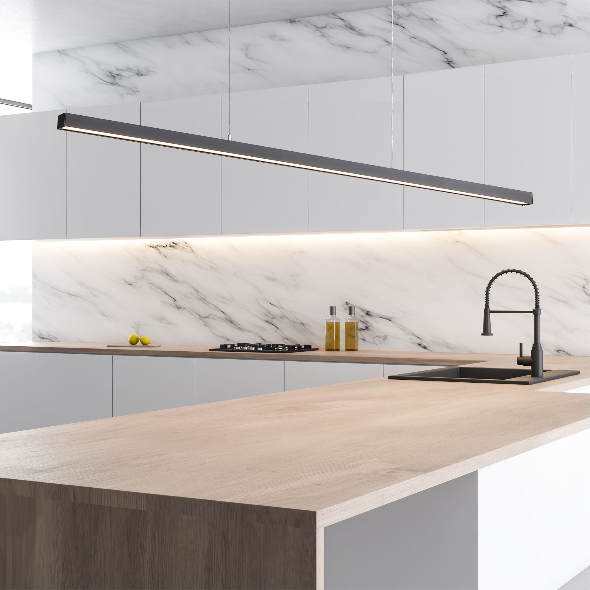 Shard LED 1200mm Pendant Light 24W Tri Colour Black - OL60625/1200BK