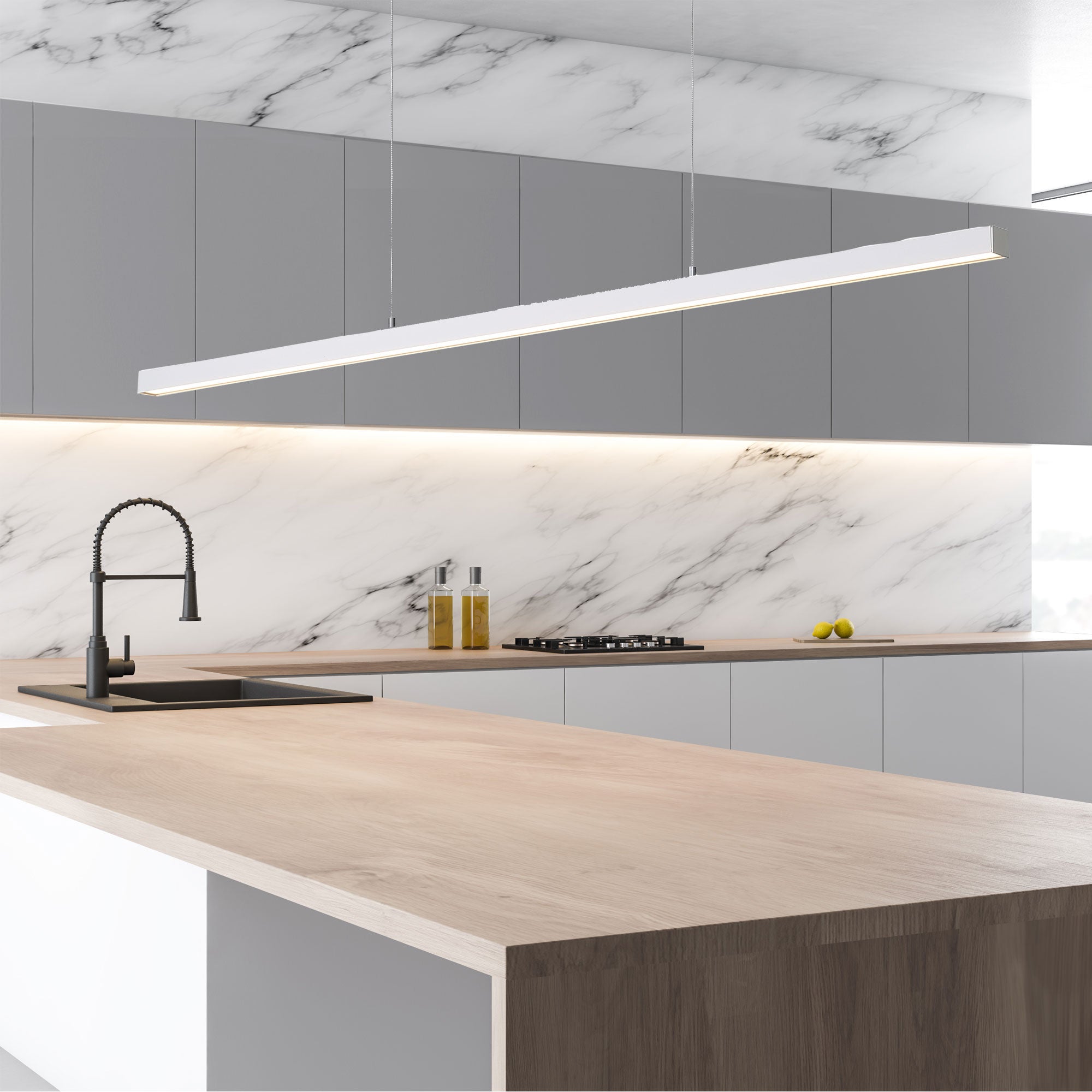 Shard LED 1200mm Pendant Light 24W Tri Colour White - OL60625/1200WH