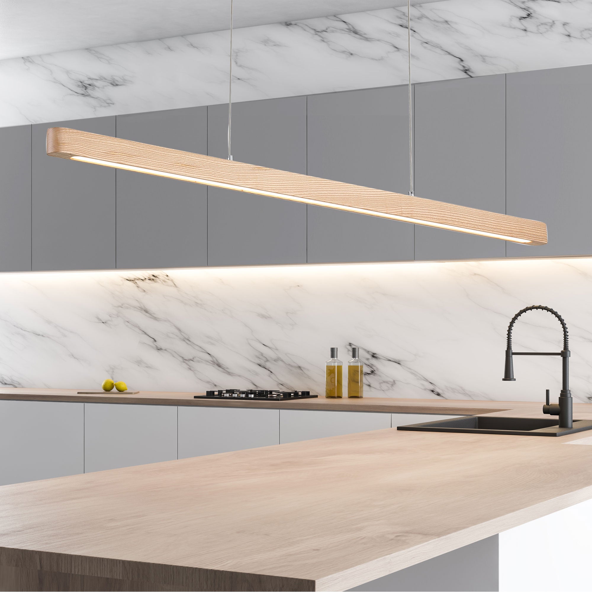 Alpha LED 1500mm Pendant Light 25W Tri Colour Natural - OL60690/1500