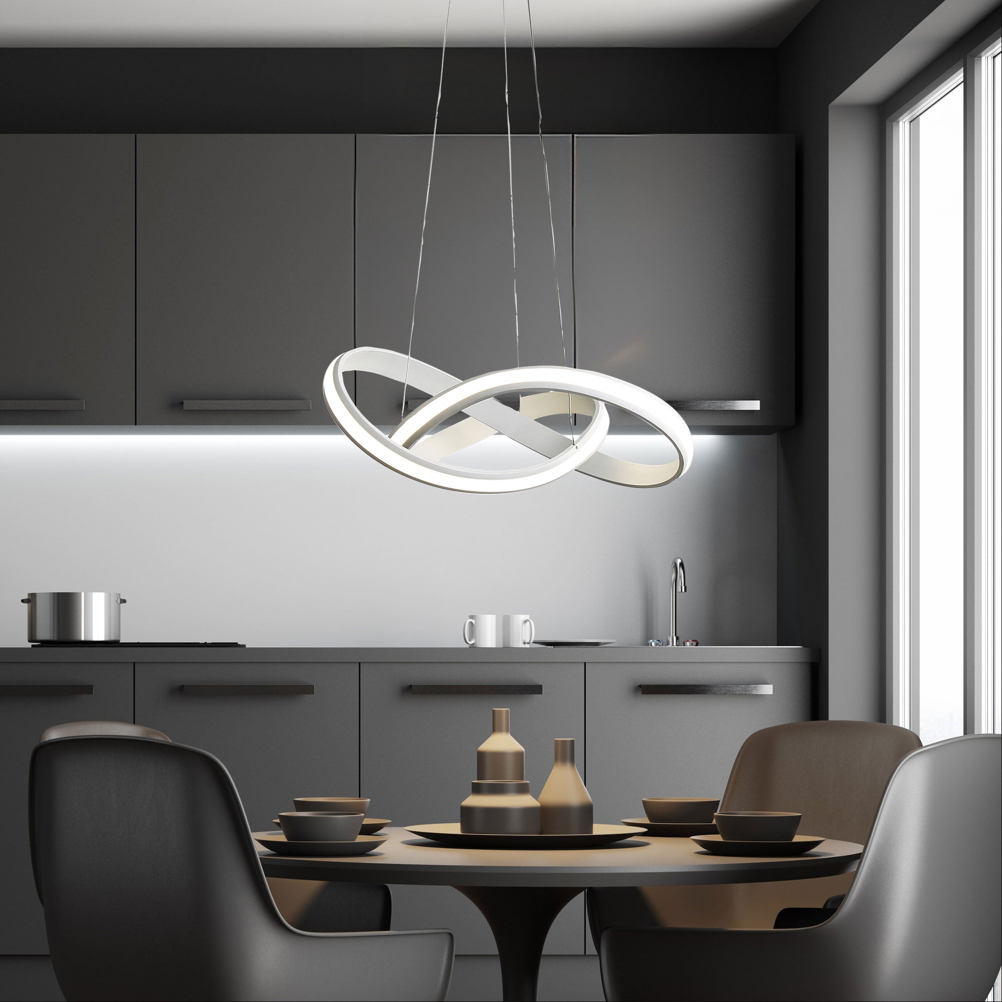 Spira Aluminium LED Pendant Light 45W TRI Colour White - OL60861/50WH