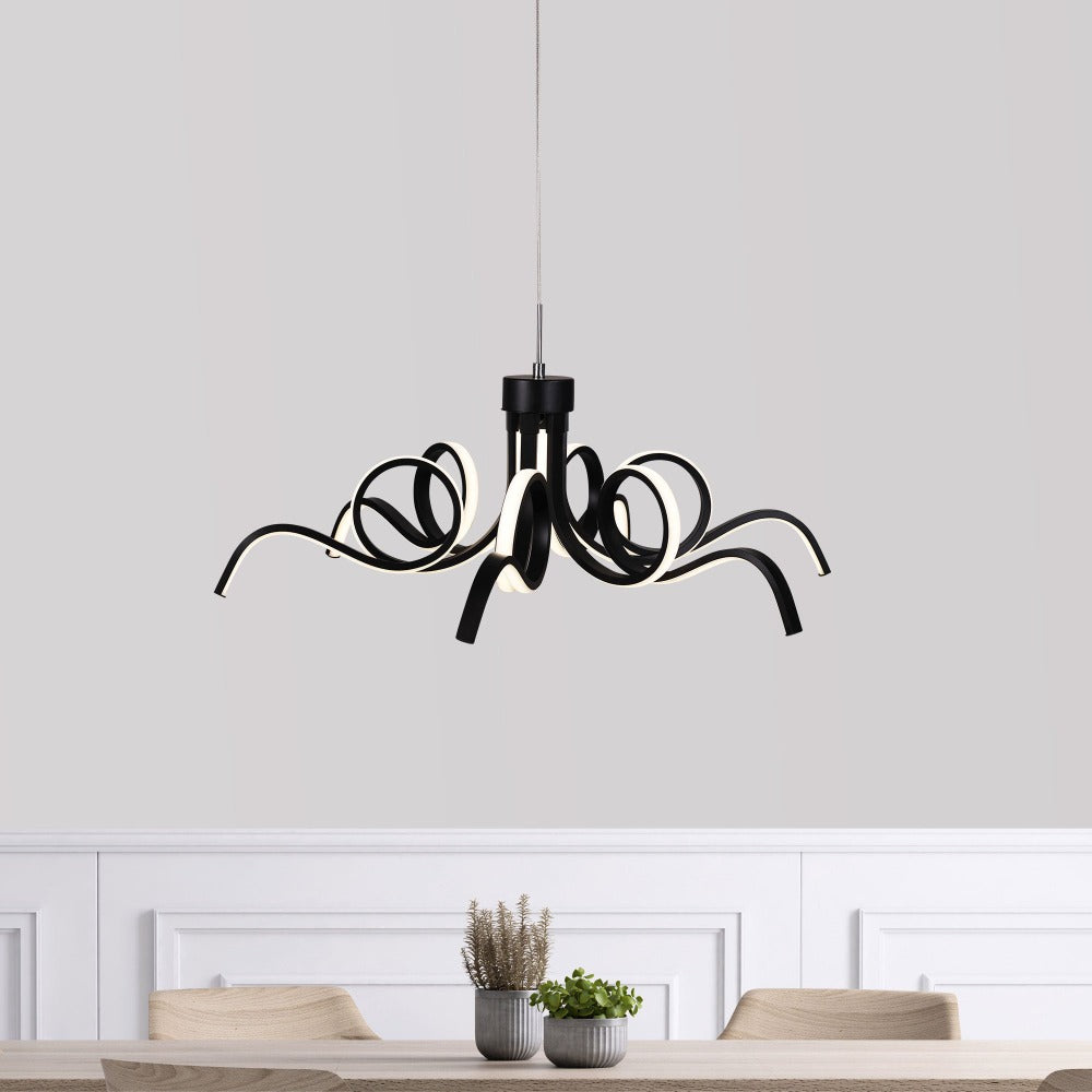 Buy Pendant Lights Australia NOODLE Pendant Light W700mm Black Stainless Steel 3CCT -OL60973/70BK