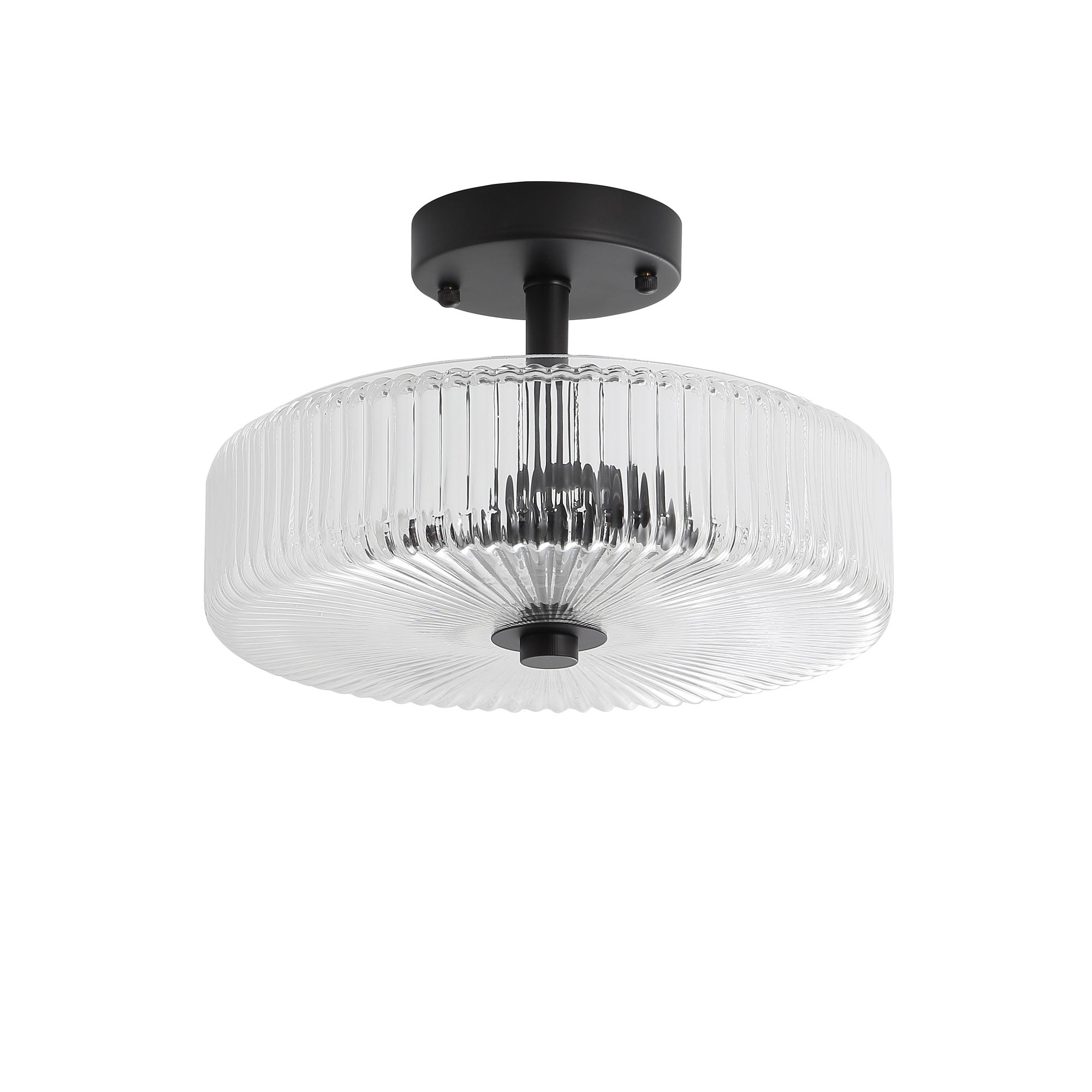 Worth Fluted Glass CTC Pendant Light Black & Clear - OL61850BK