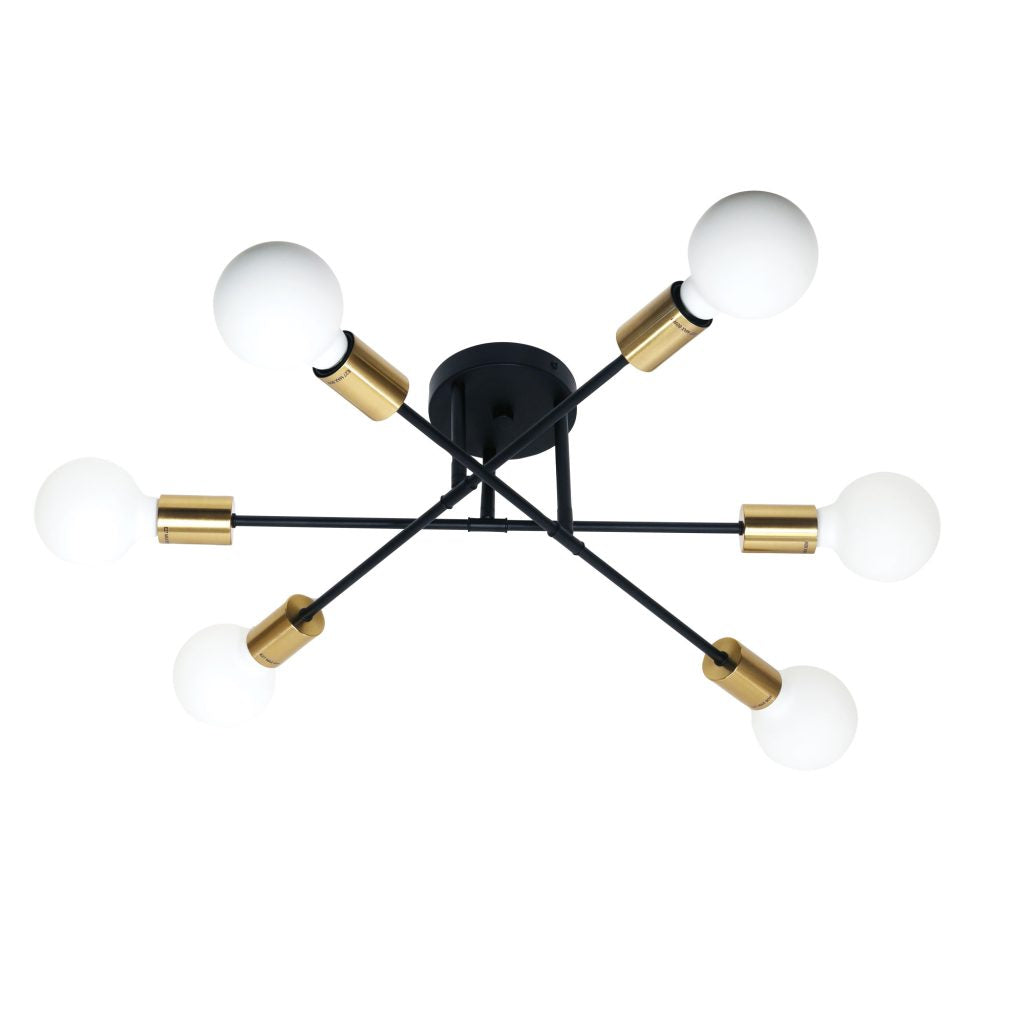 Muna 6 Light Semi Flush Mount Light Satin Brass & Black - OL63296SB