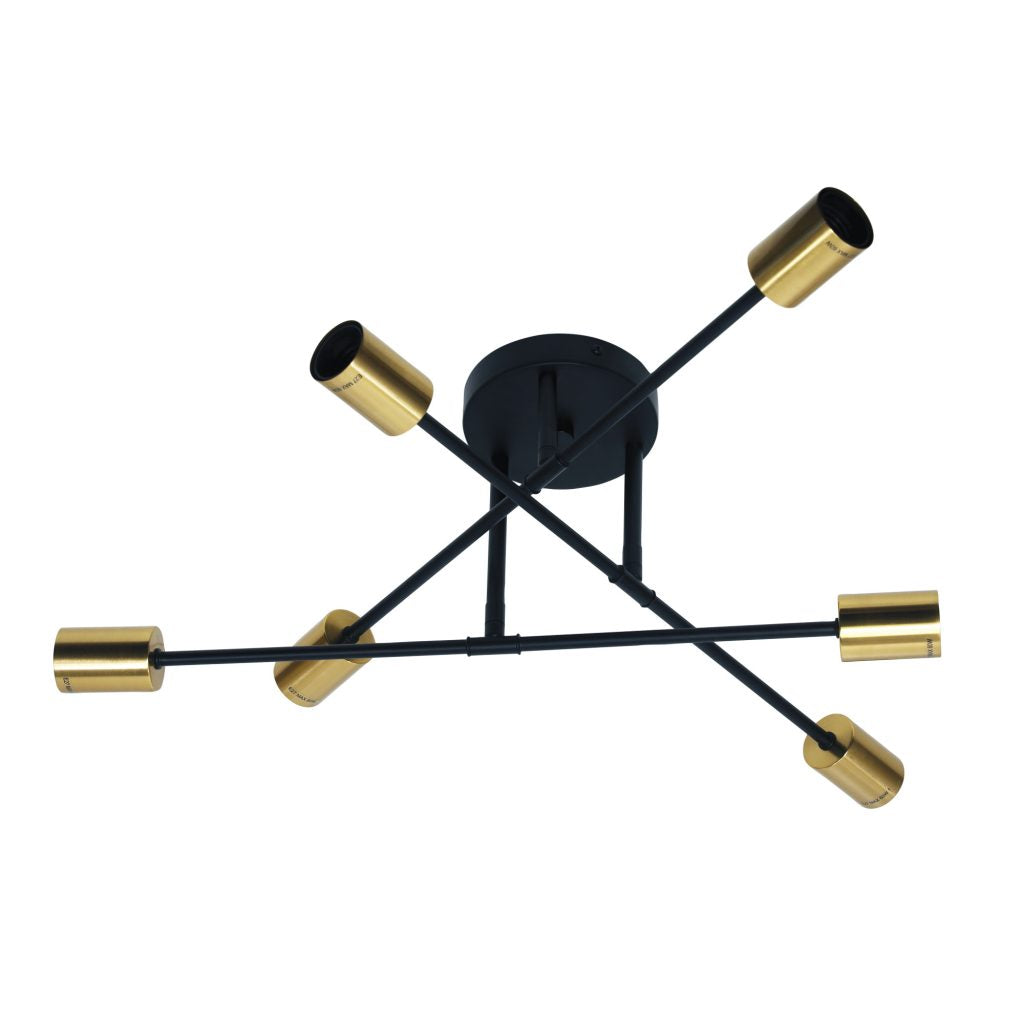Muna 6 Light Semi Flush Mount Light Satin Brass & Black - OL63296SB