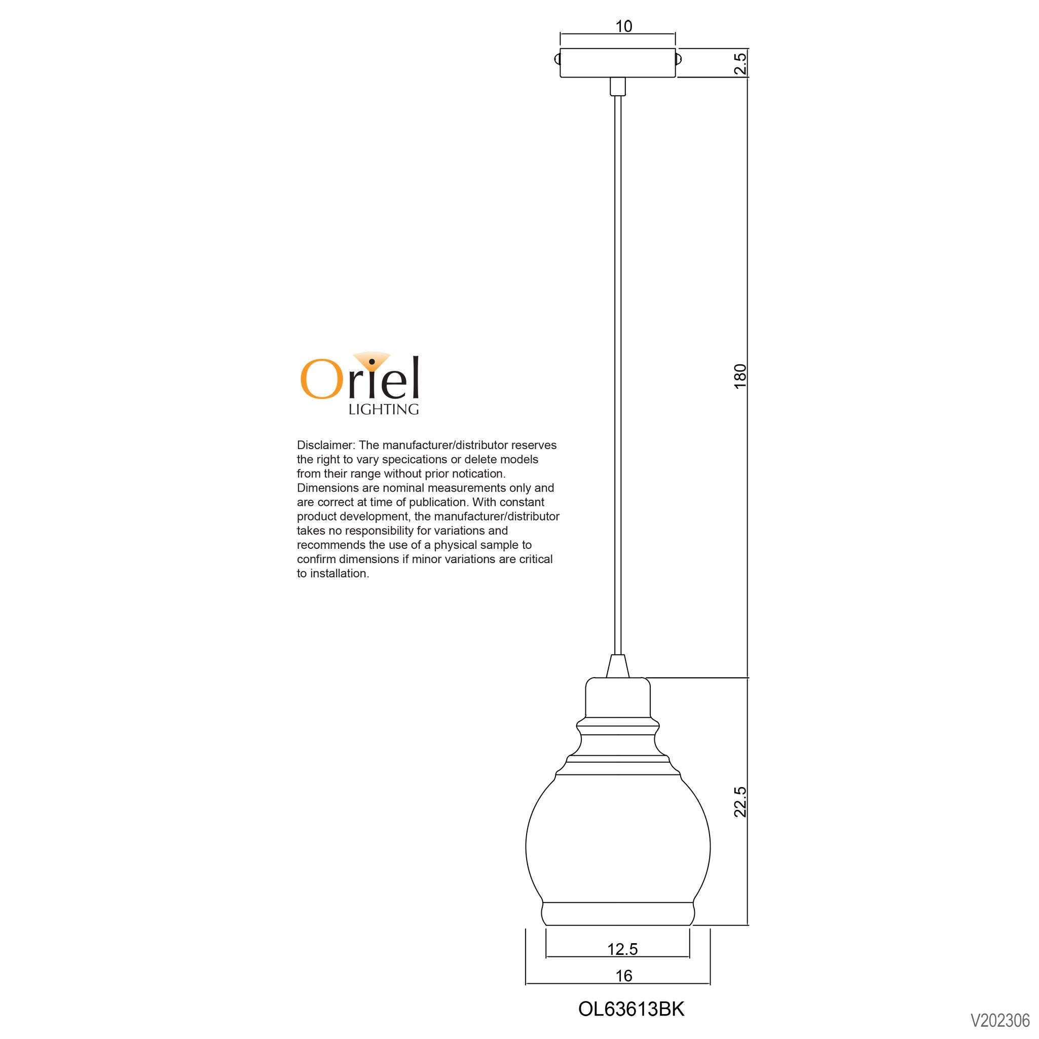 Buy Pendant Lights Australia Auburn 1 Light Pendant 150mm Clear - OL63613BK