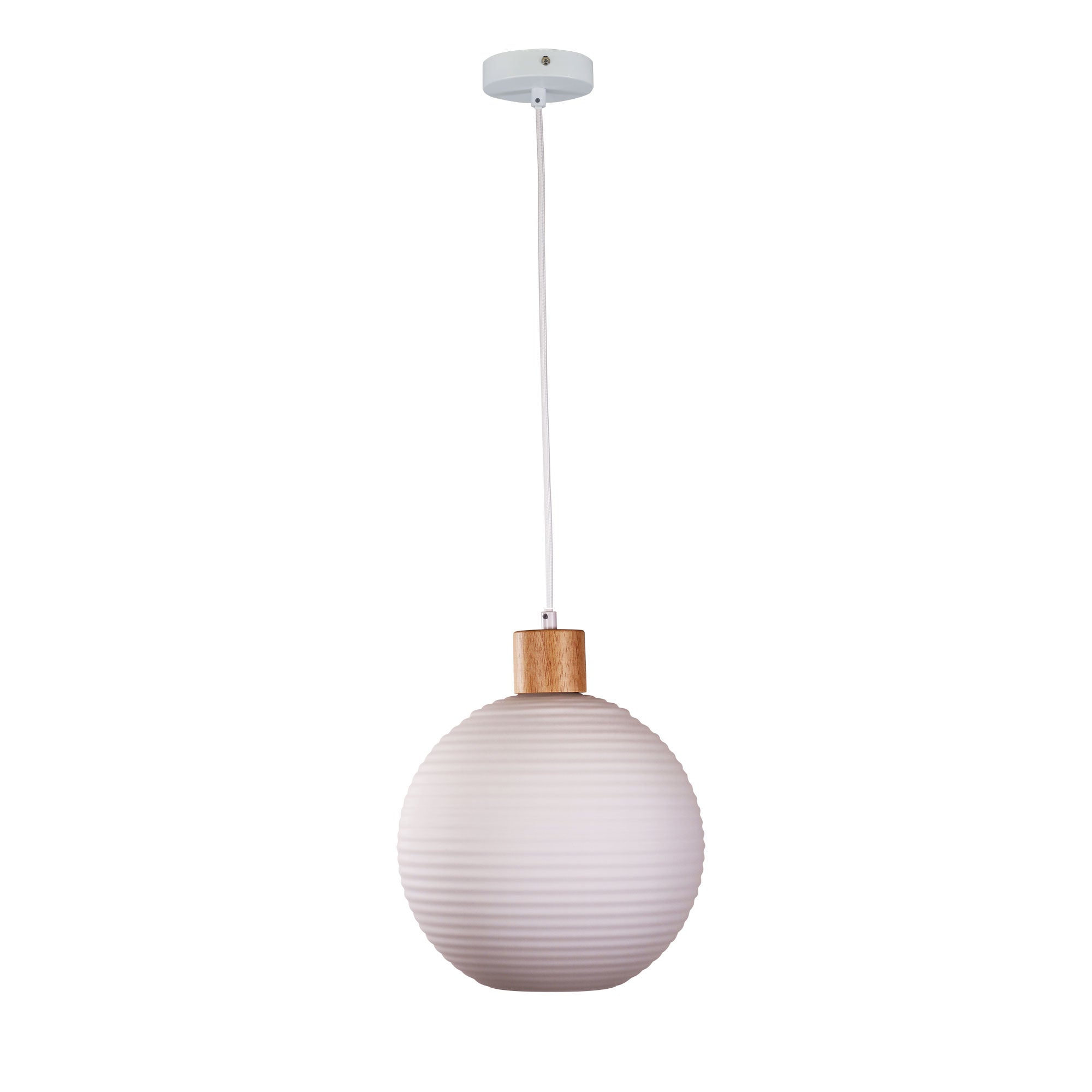 Twillo Small Pendant Light Real Timber & Opal Matte - OL63735/25OM