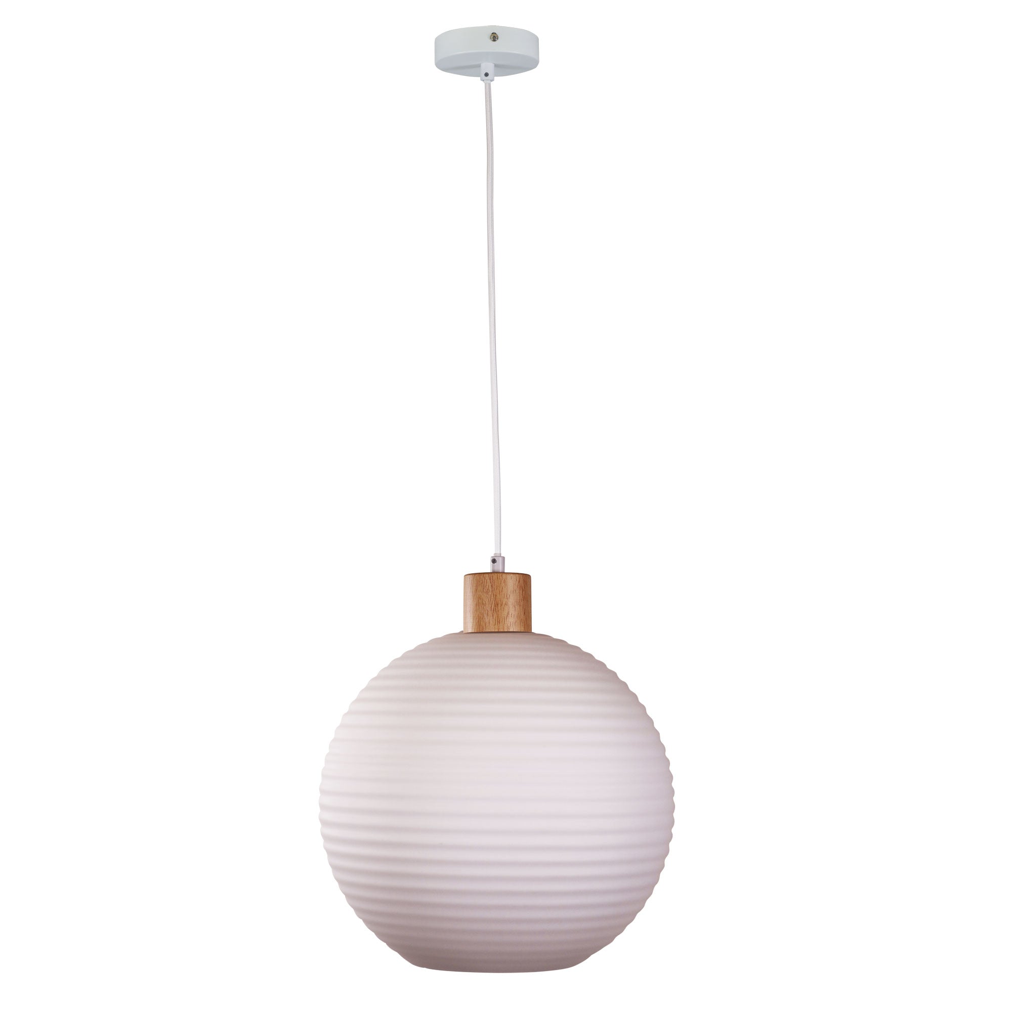 Twillo Large Pendant Light Real Timber & Opal Matte - OL63735/30OM