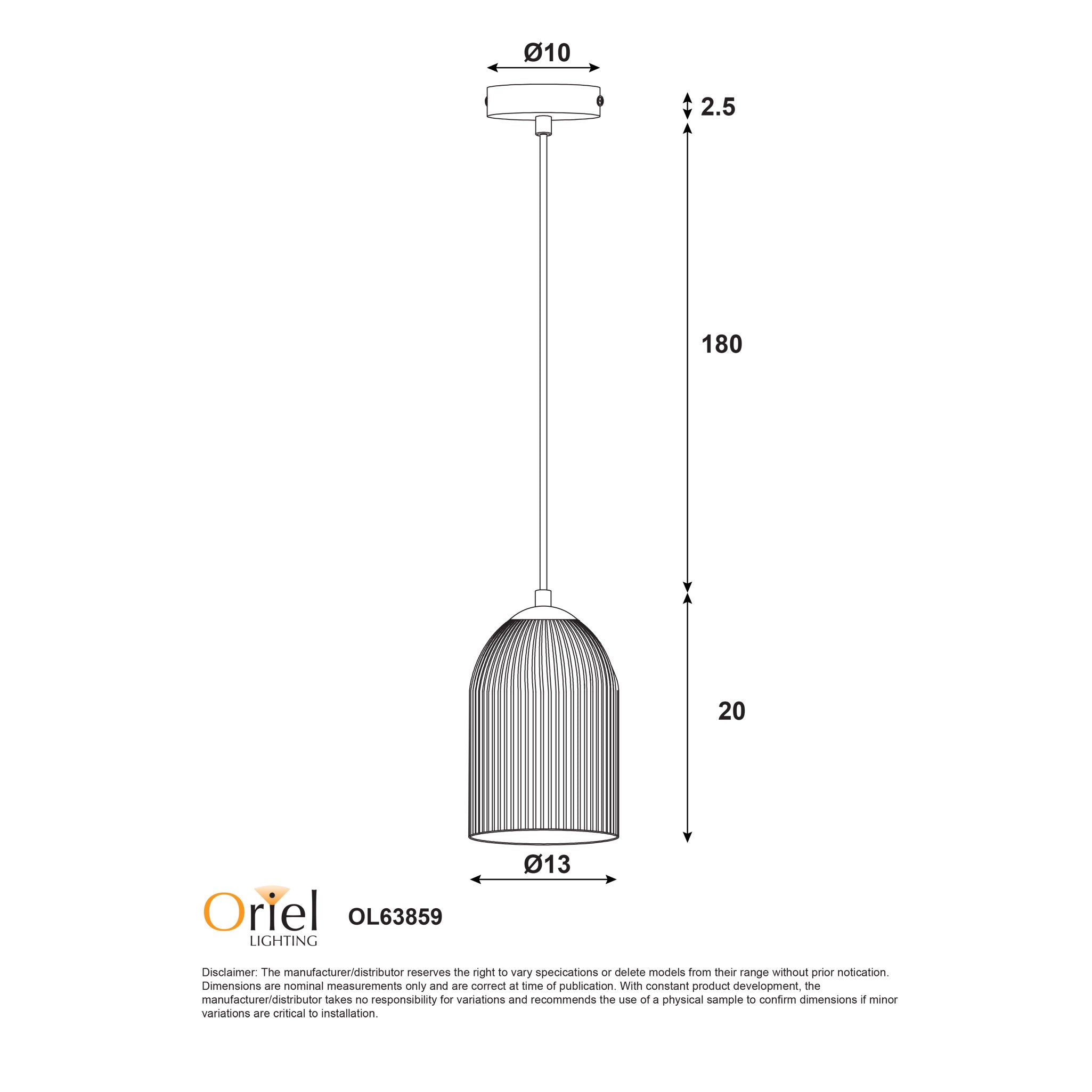 Arley Pendant Light Black - OL63859BK