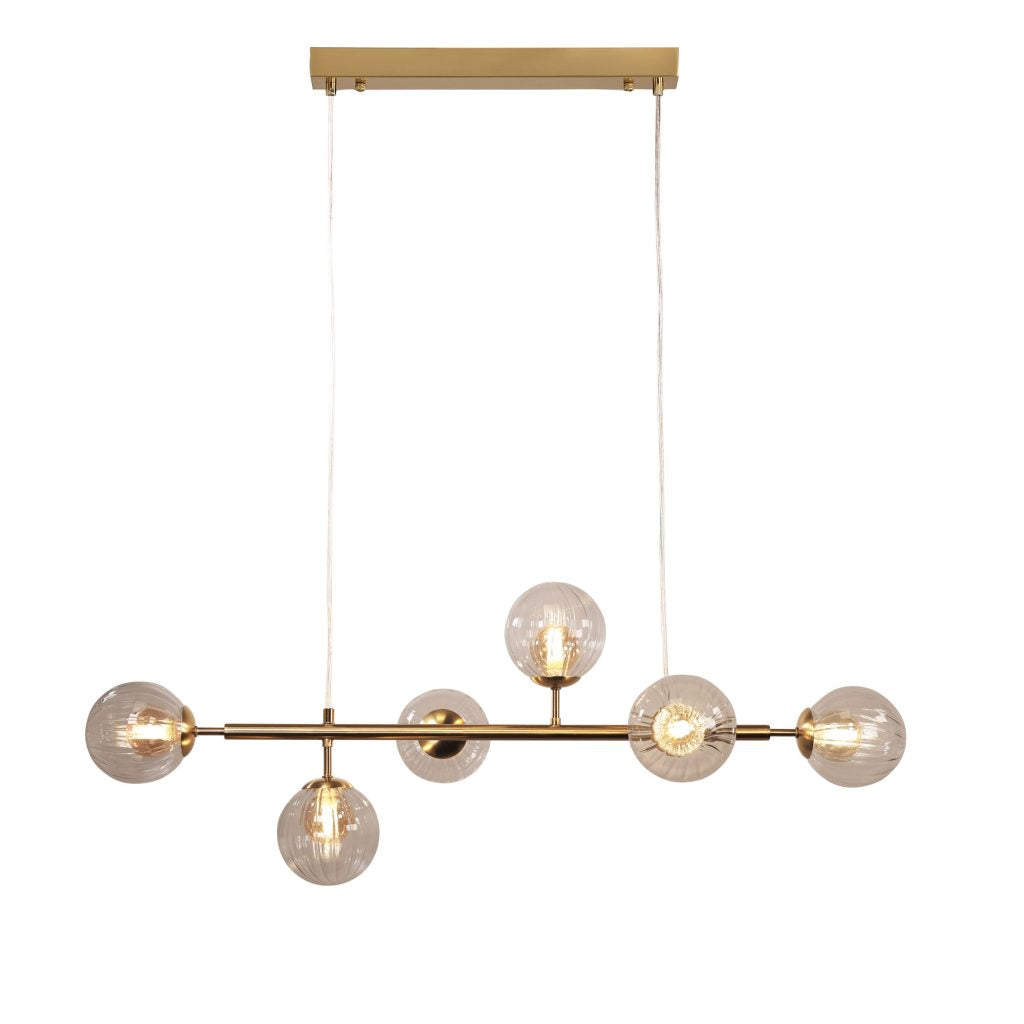 Volli 6 Light LED Pendant 4W 4000K Satin Brass & Clear - OL65015/6SB