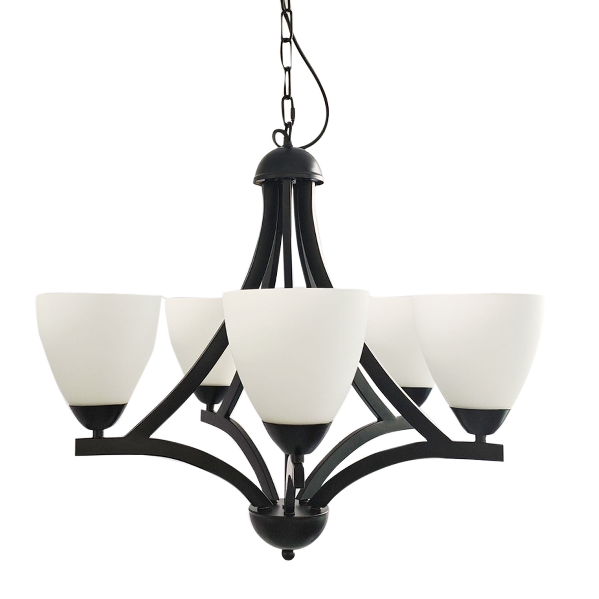 Roxby 5 Light Pendant Black & Opal - OL65825BK