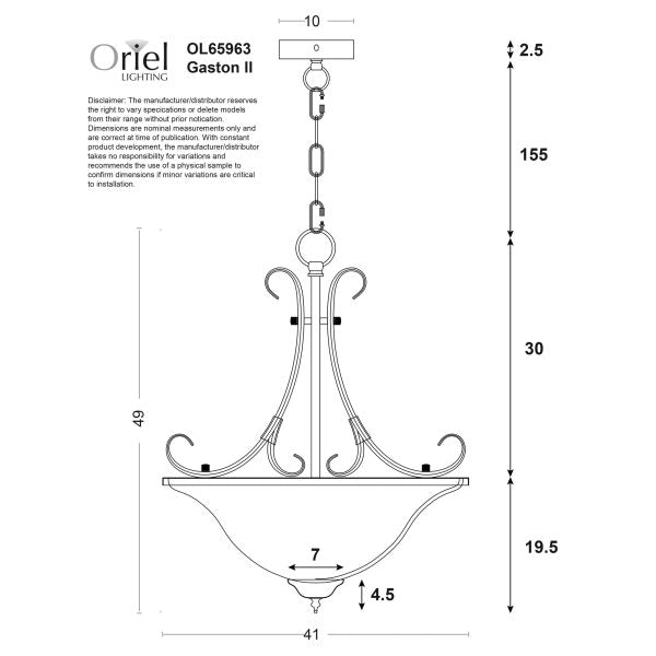GASTON Pendant Light W410mm Bronze - OL65963BZ