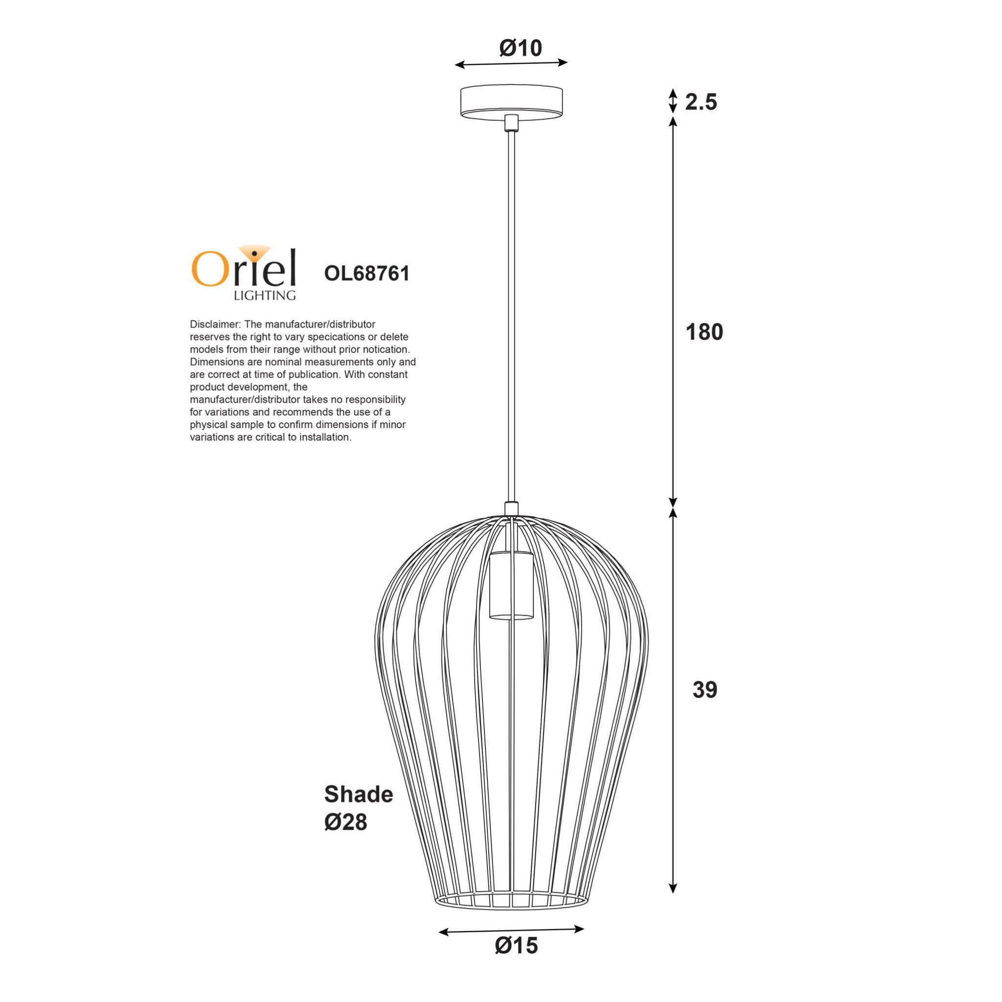 Olam Pendant Light Black - OL68761BK