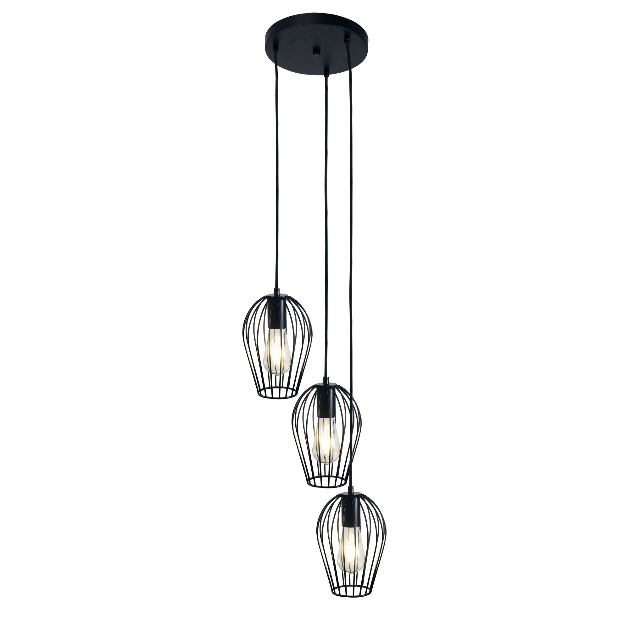 Olam 3 Light Pendant Black - OL68763BK