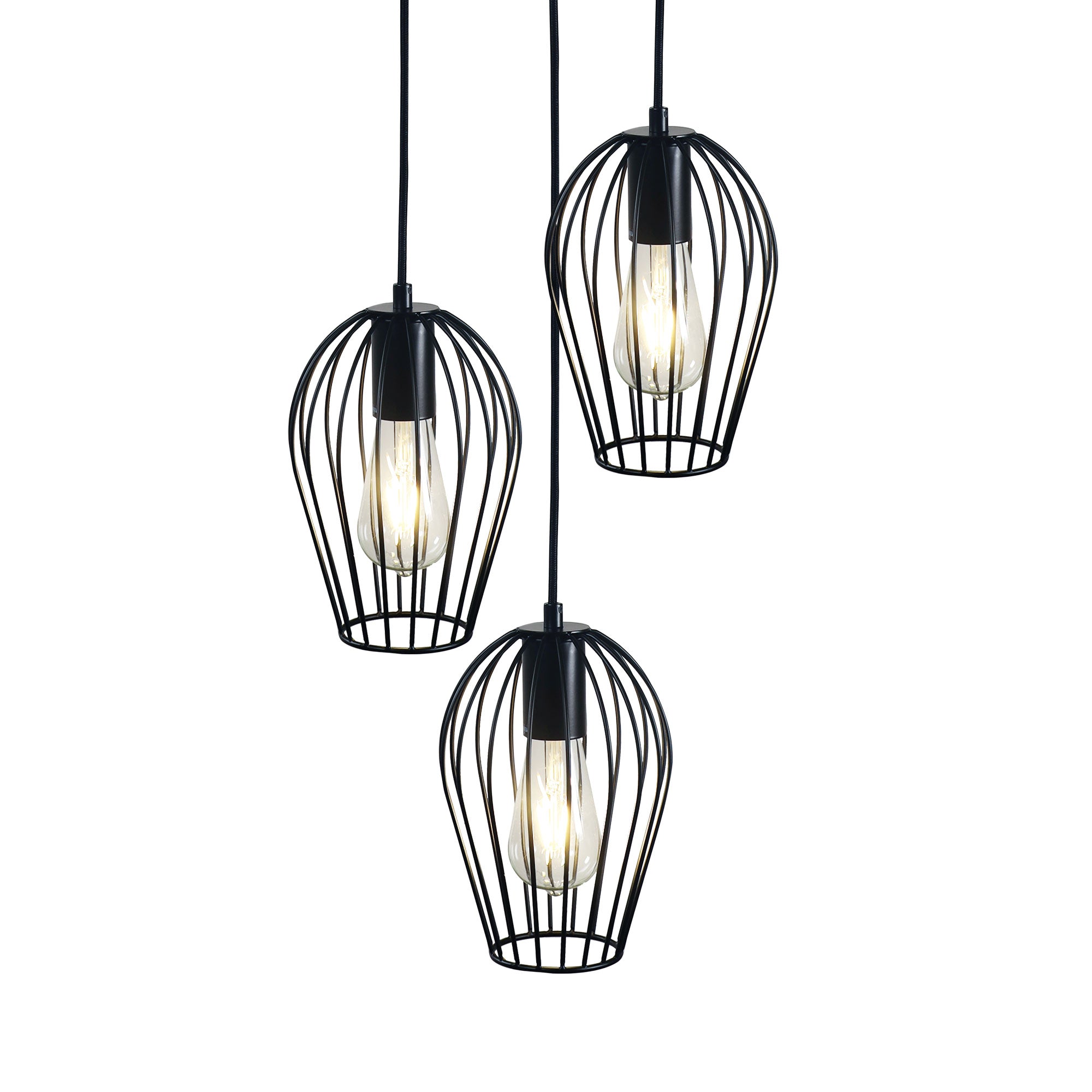 Olam 3 Light Pendant Black - OL68763BK