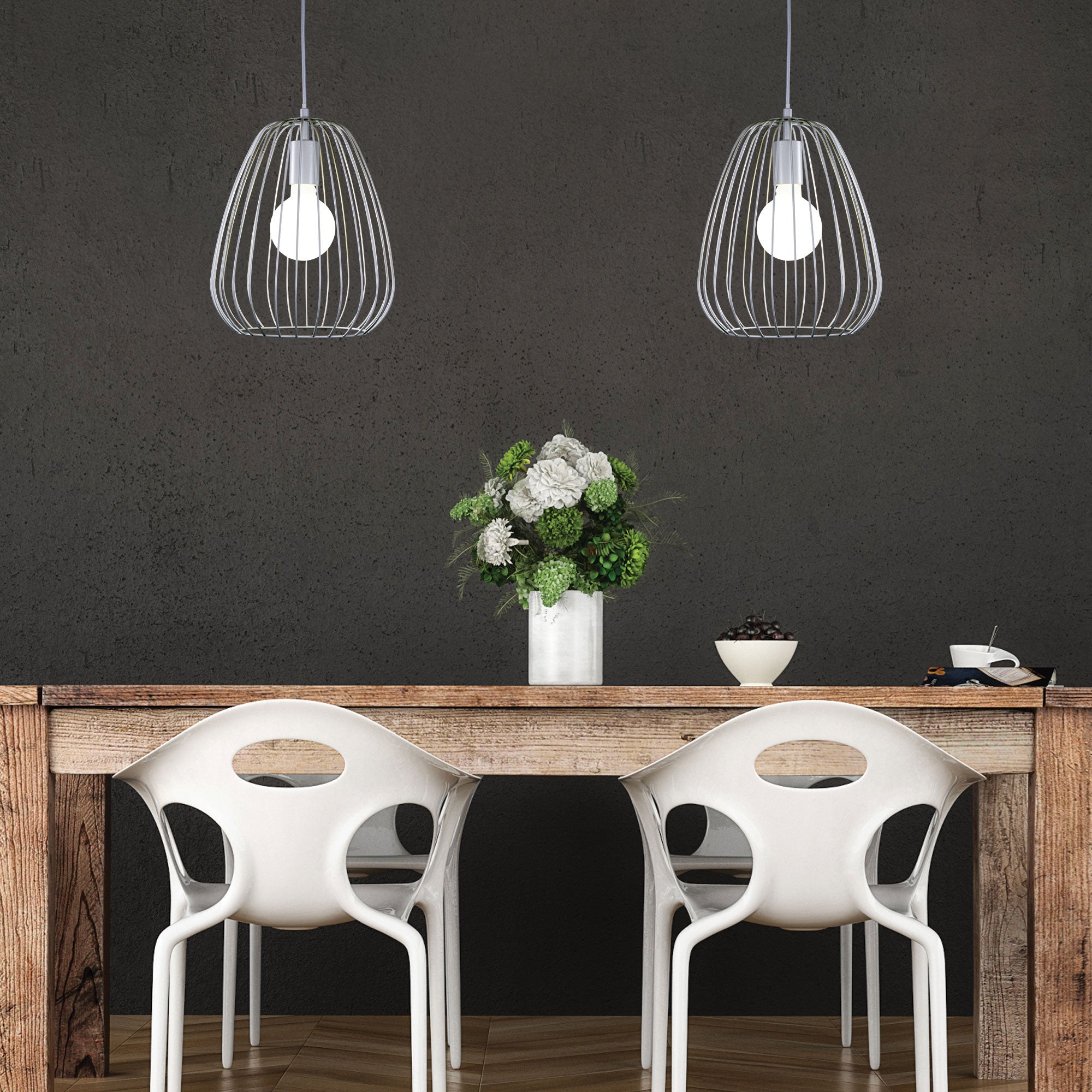 Pera Metal Pendant Light White - OL68778/27WH