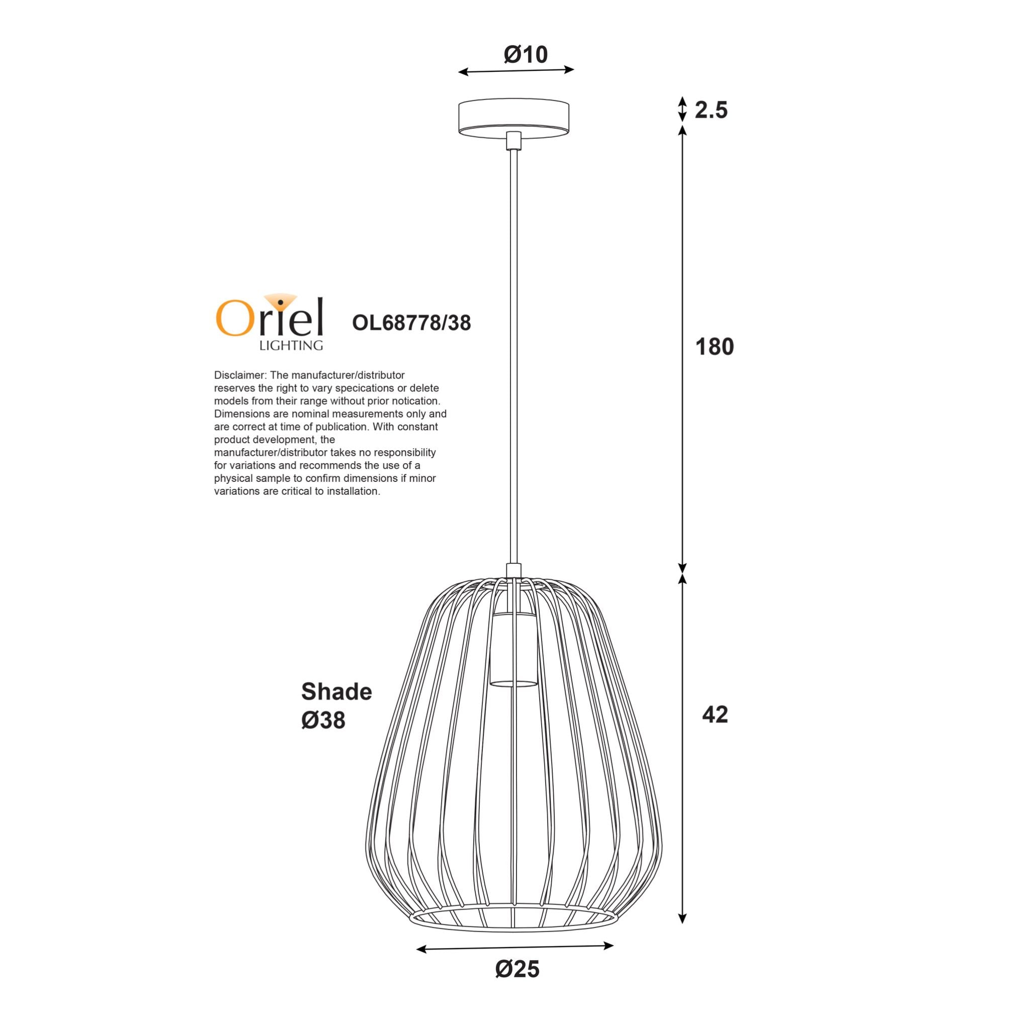 Pera Metal Pendant Light White - OL68778/38WH