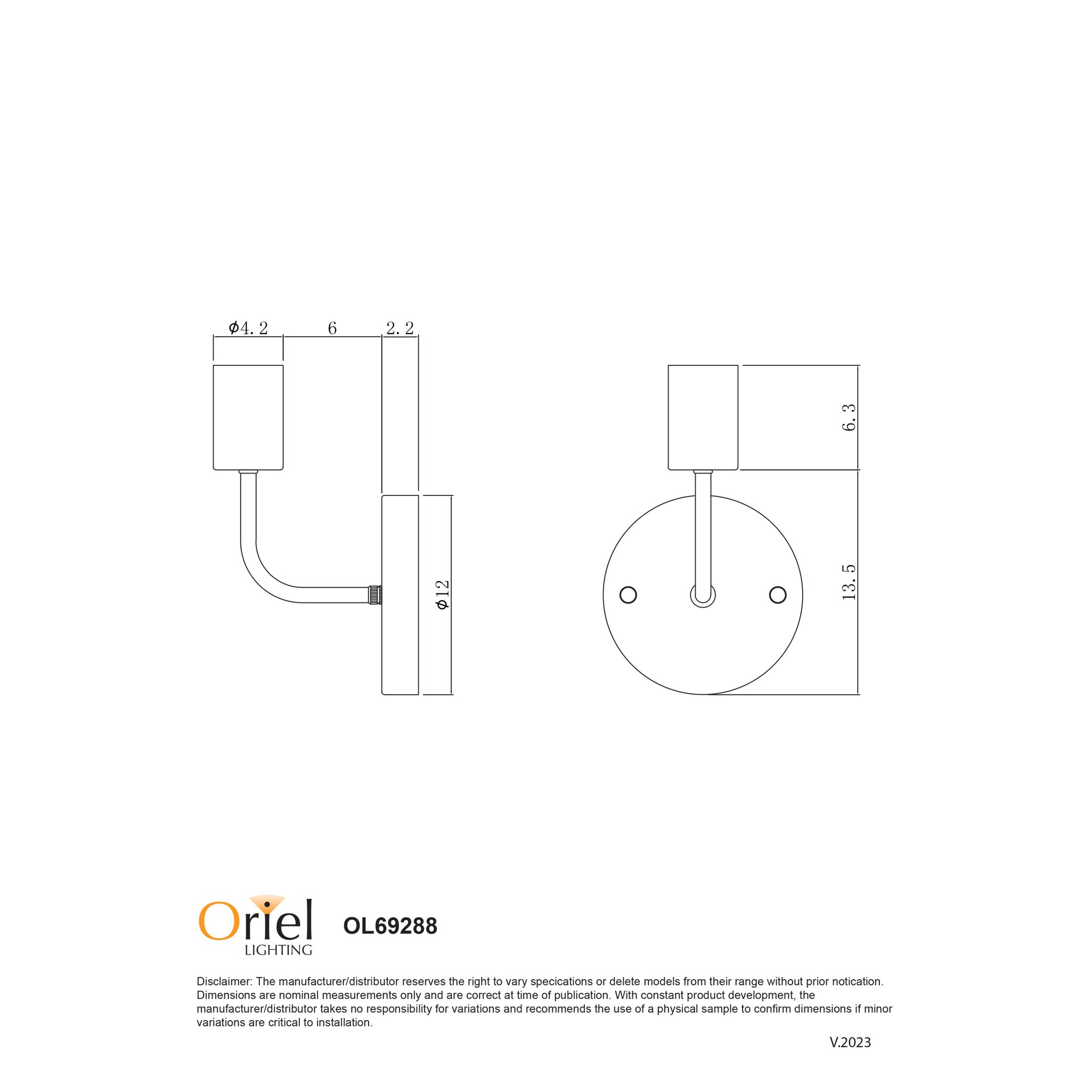 Pip 1 Light Wall Light Brushed Brass - OL69288BB