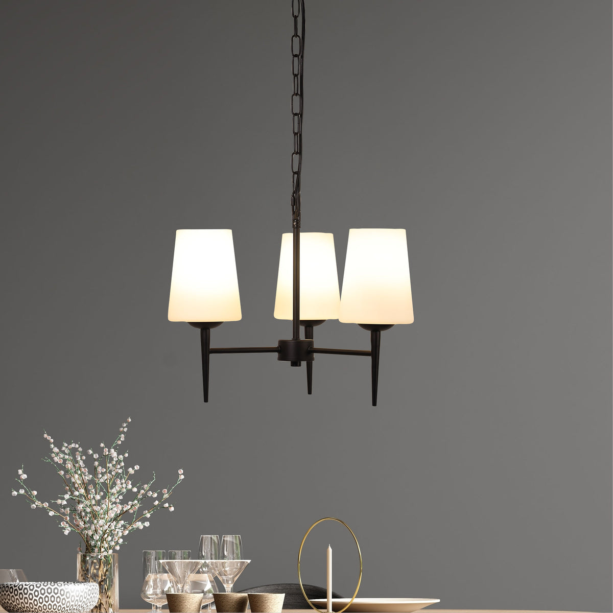 Foxdale 3 Light Pendant Light Matt Black - OL69431/3BK