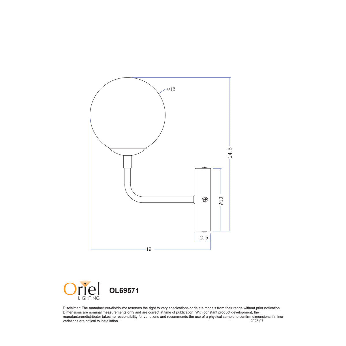 Kinfield Wall Light Matt Black & Matt Opal - OL69571BK