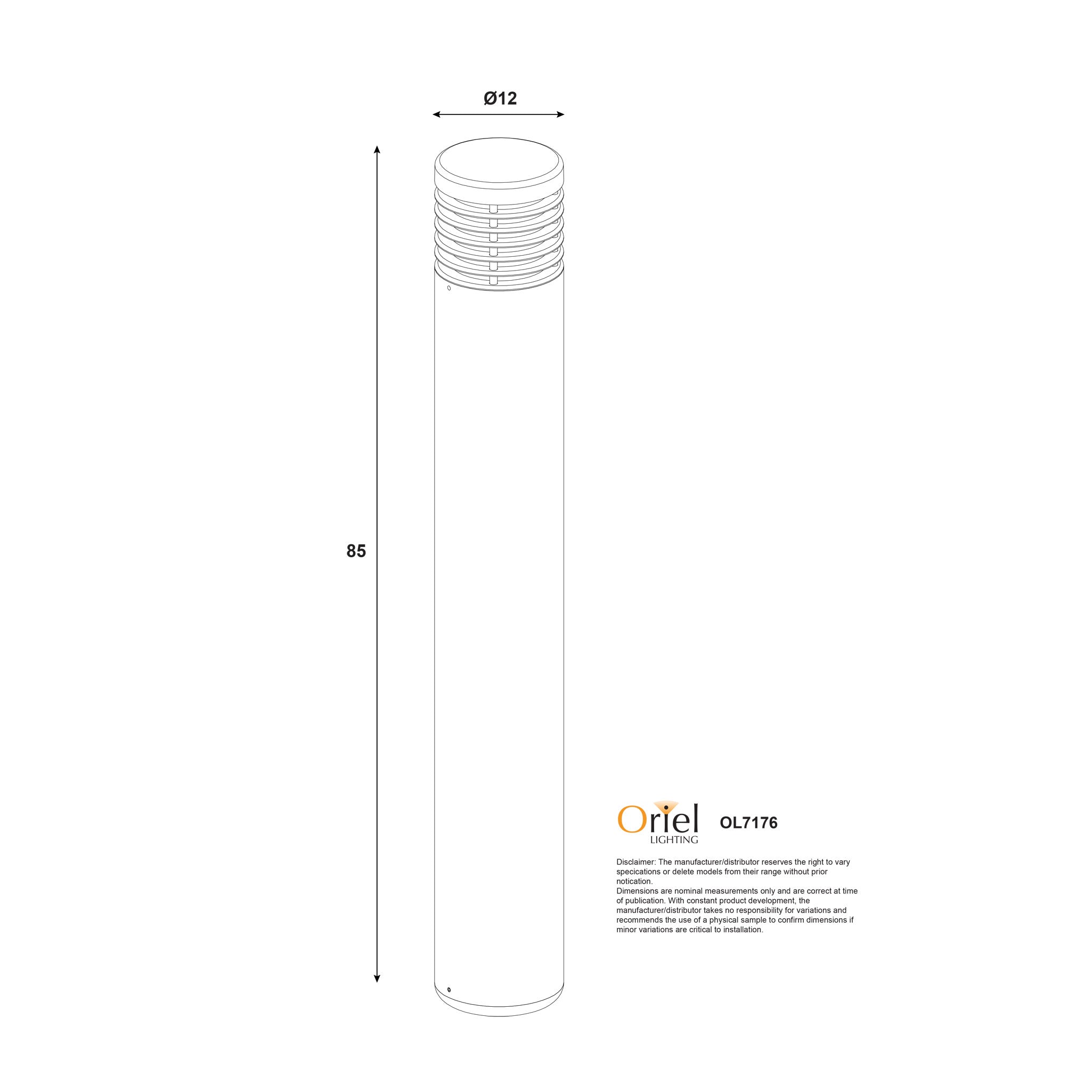 Bray Bollard Light Aluminium Black 240V 9W - OL7176BK