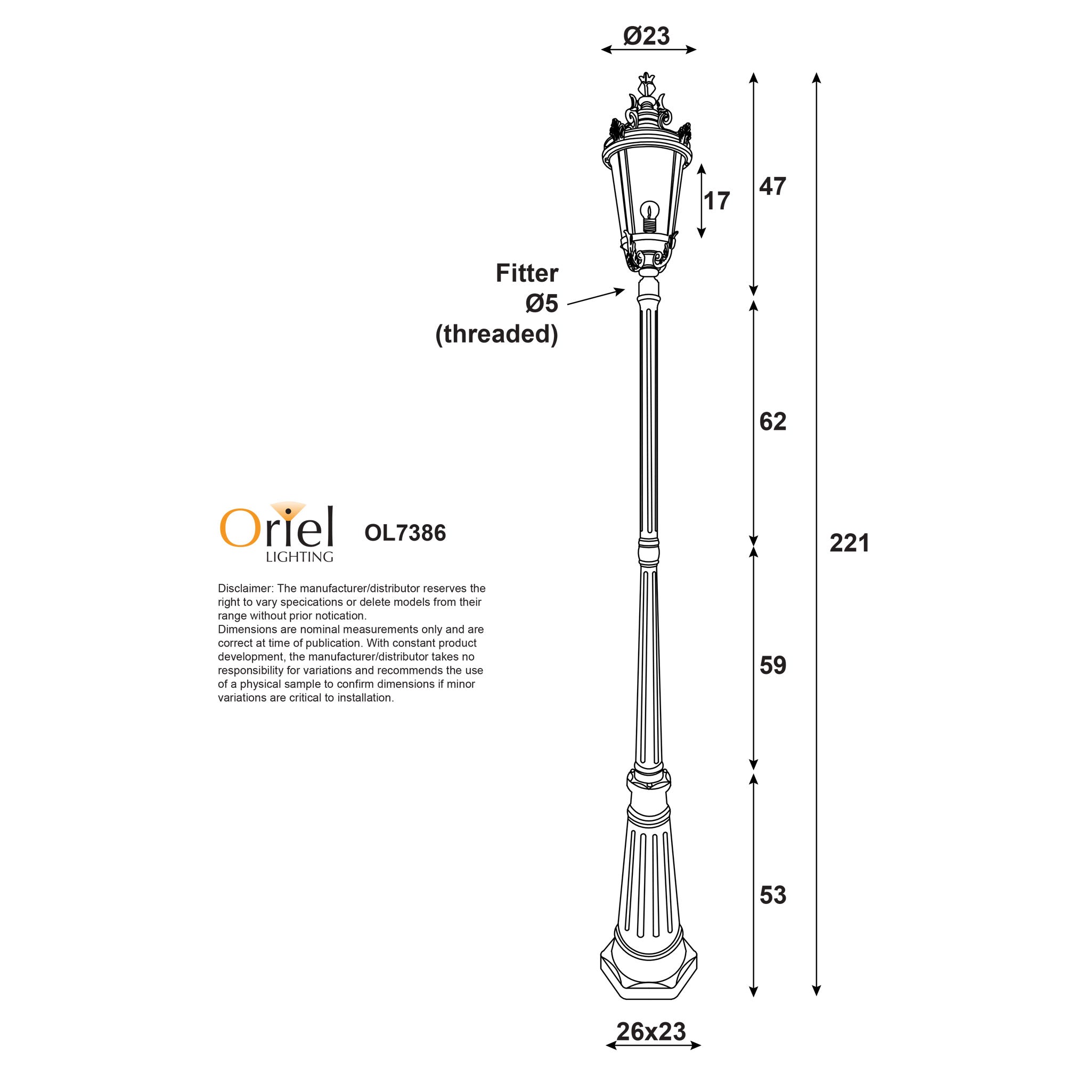 Albion Traditional Outdoor Post Light Black - OL7386BK