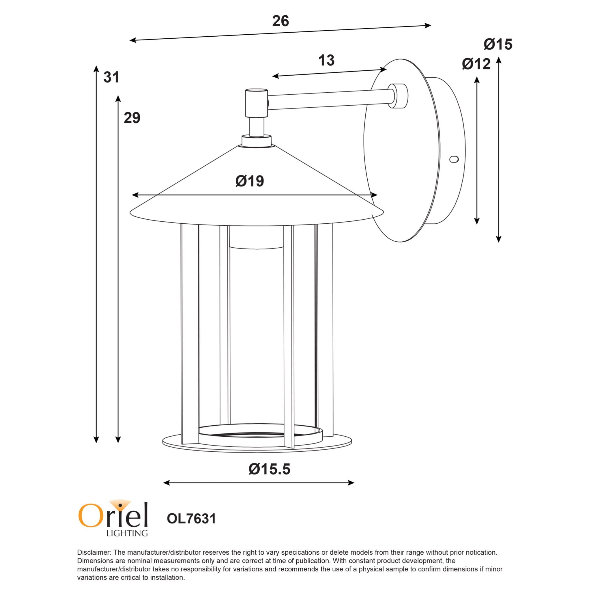 Holford Outdoor Wall Light Black - OL7631BK