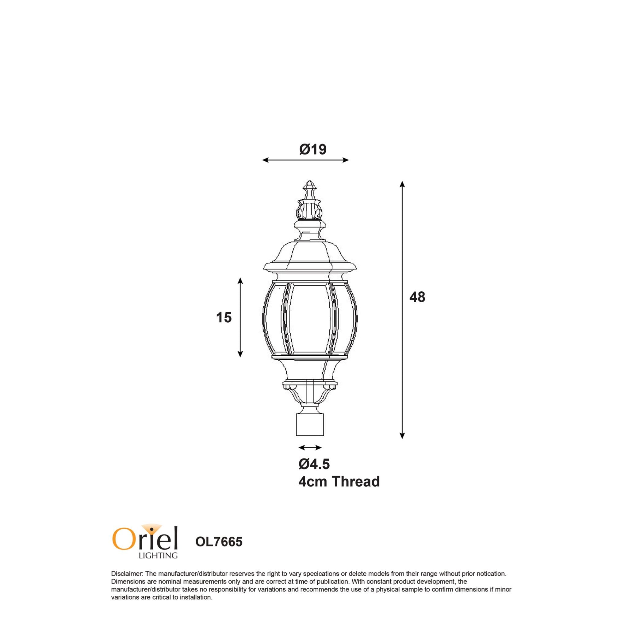 Highgate Post Top Black - OL7665BK