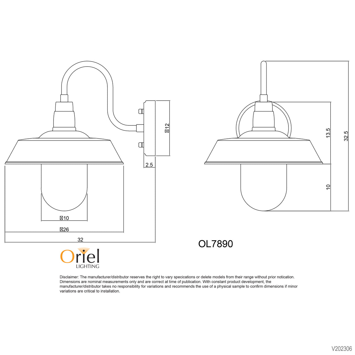 Hudson Barn Style Wall Light Gold - OL7890GD