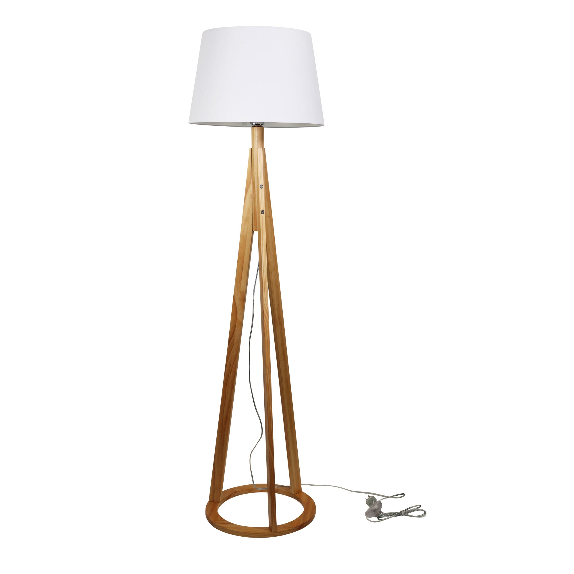 Stabb LED Floor Lamp 60W Natural Pine & White - OL81161