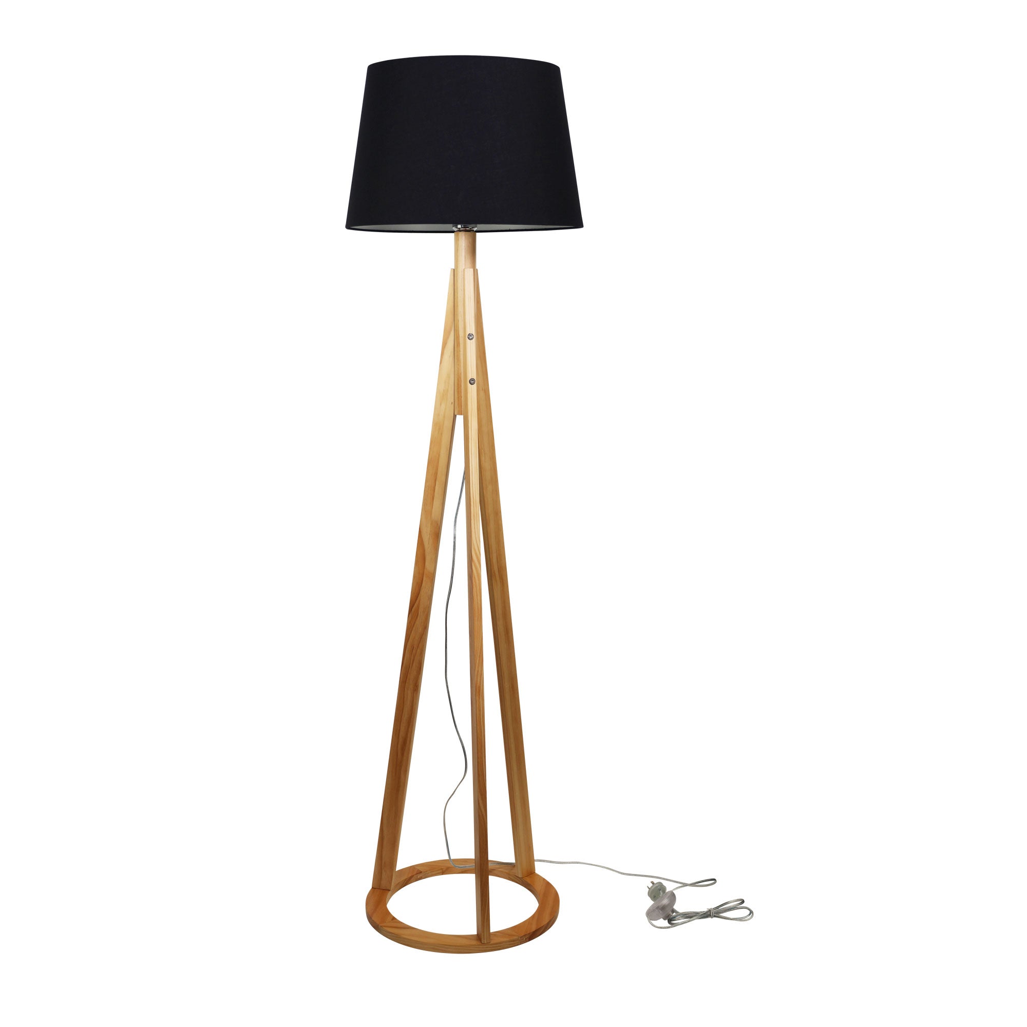 Stabb LED Floor Lamp 60W Natural Pine & Black - OL81162