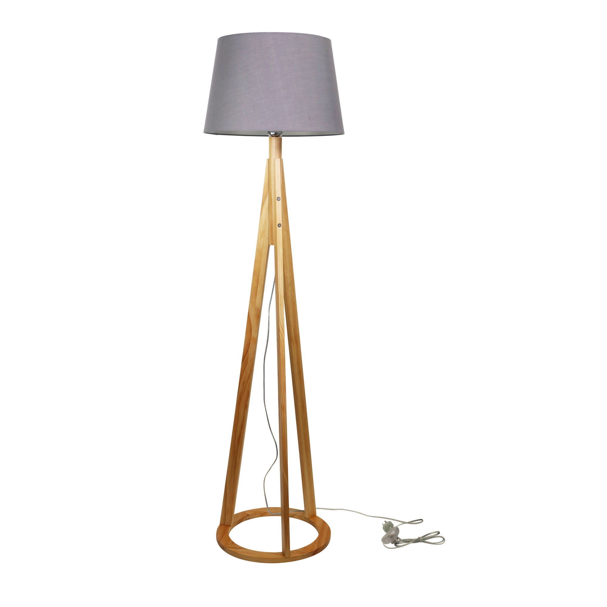 Stabb LED Floor Lamp 60W Natural Pine & Grey - OL81164