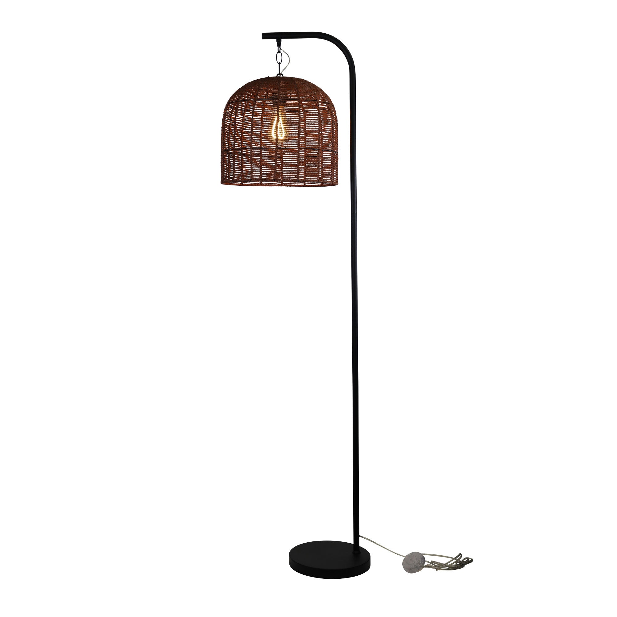 Jess LED Floor Lamp 60W Black & Natural,Brown - OL81413