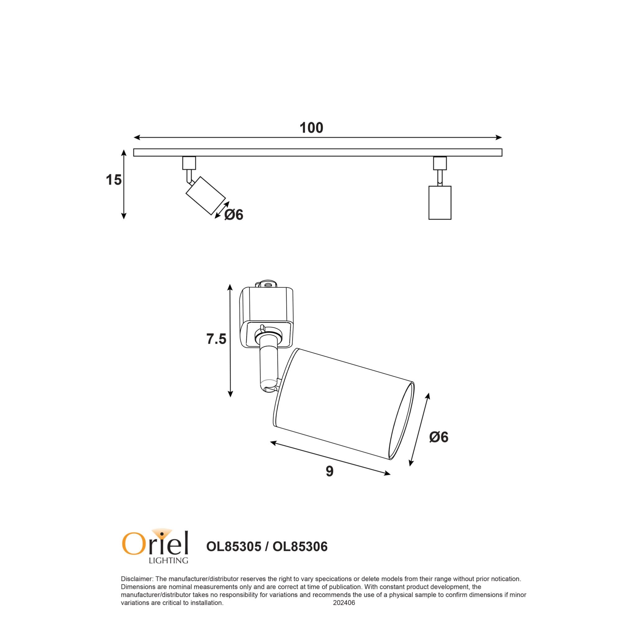 Track kit Bridge LED 2 Light 7W Black & Satin Brass - OL85305