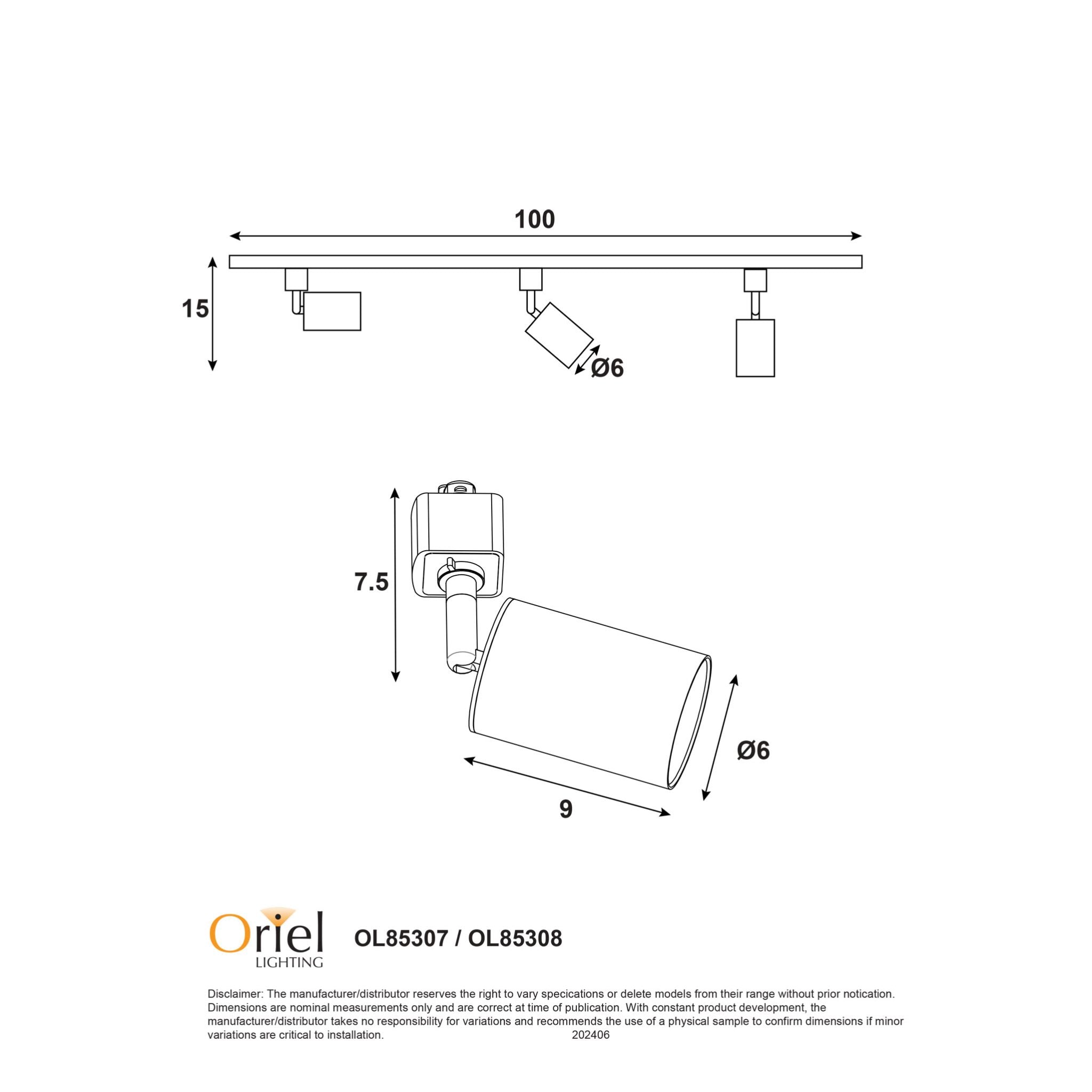 Track kit Bridge LED 3 Light 7W Black & Satin Brass - OL85307