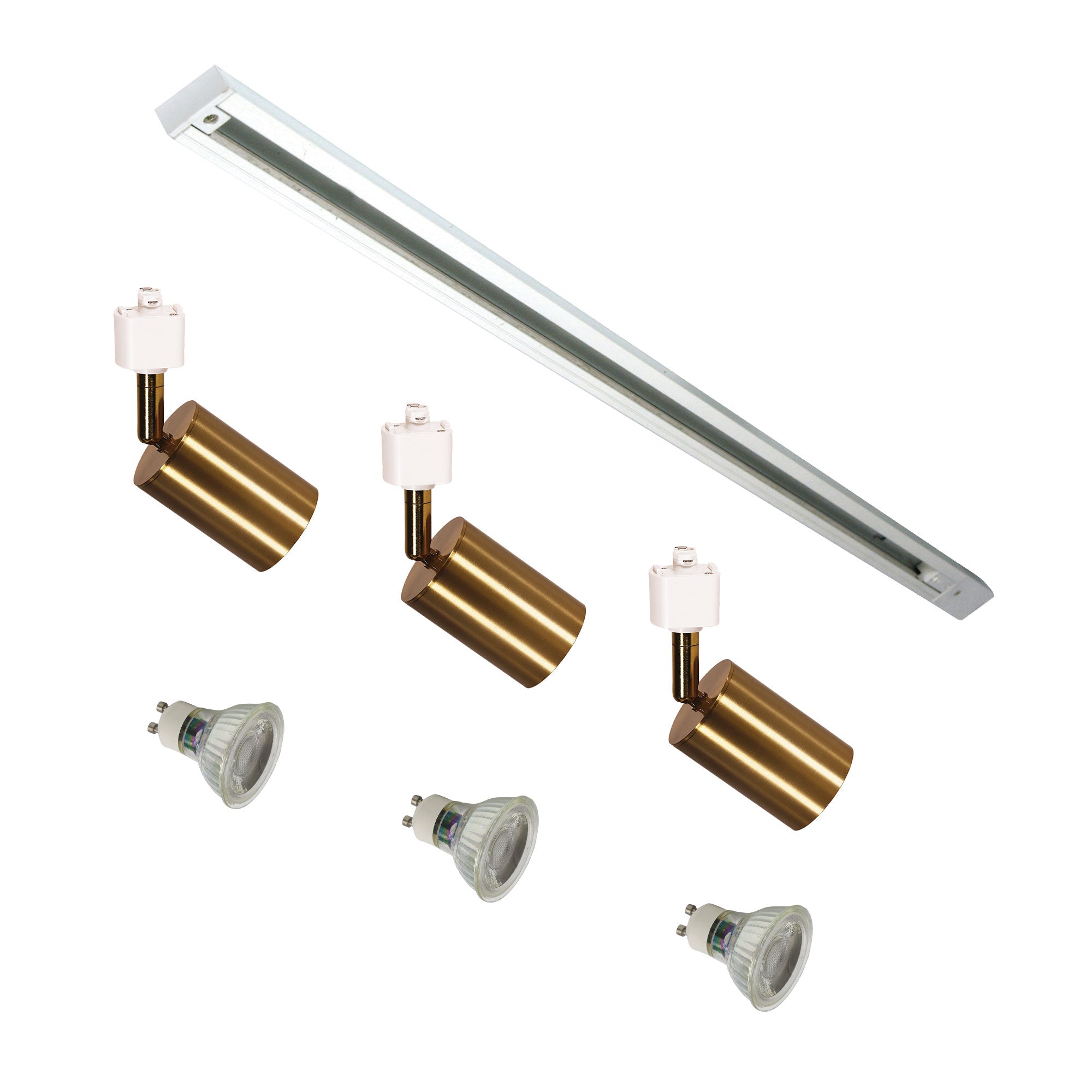 Track Kit Bridge LED 3 Light 7W White & Satin Brass - OL85312