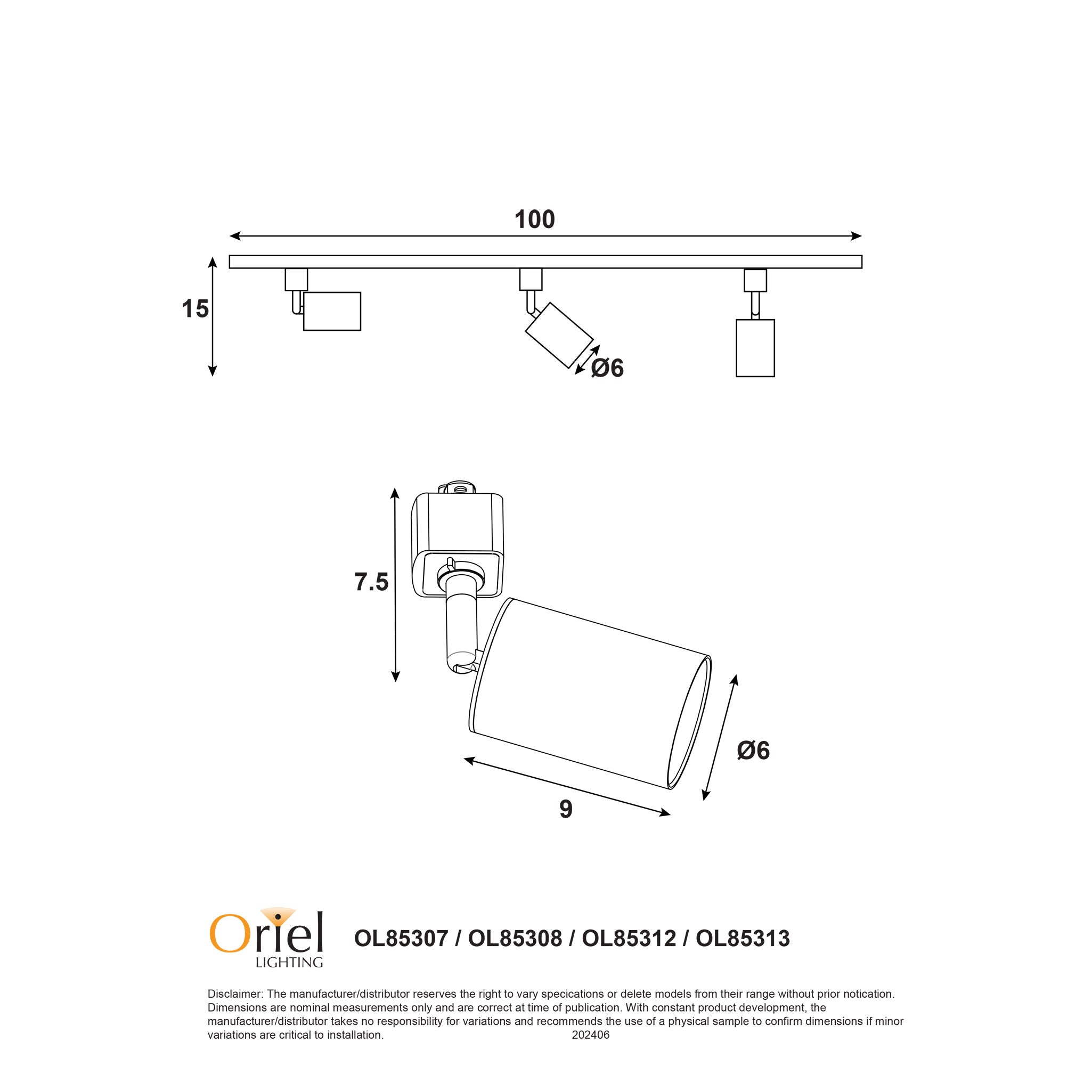 Track Kit Bridge LED 3 Light 7W White & Satin Brass - OL85312