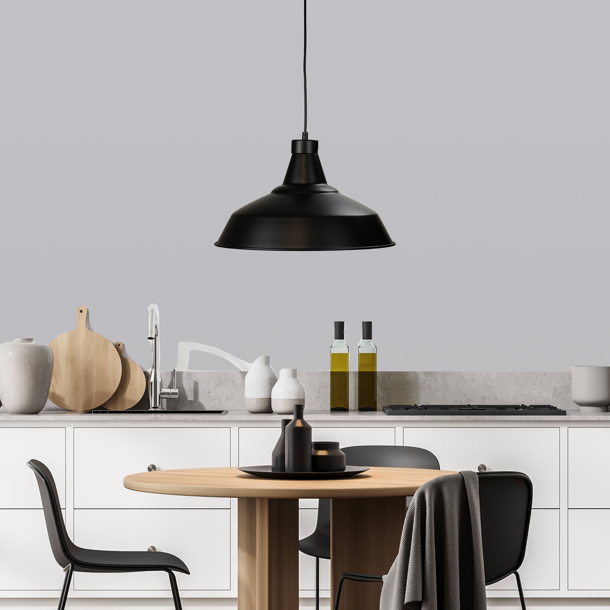 Warehouser 390mm Pendant Light Black - OL86263