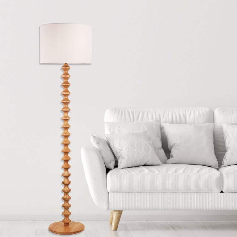 Spindle Floor Lamp with Shade Natural & White - OL93543NAT