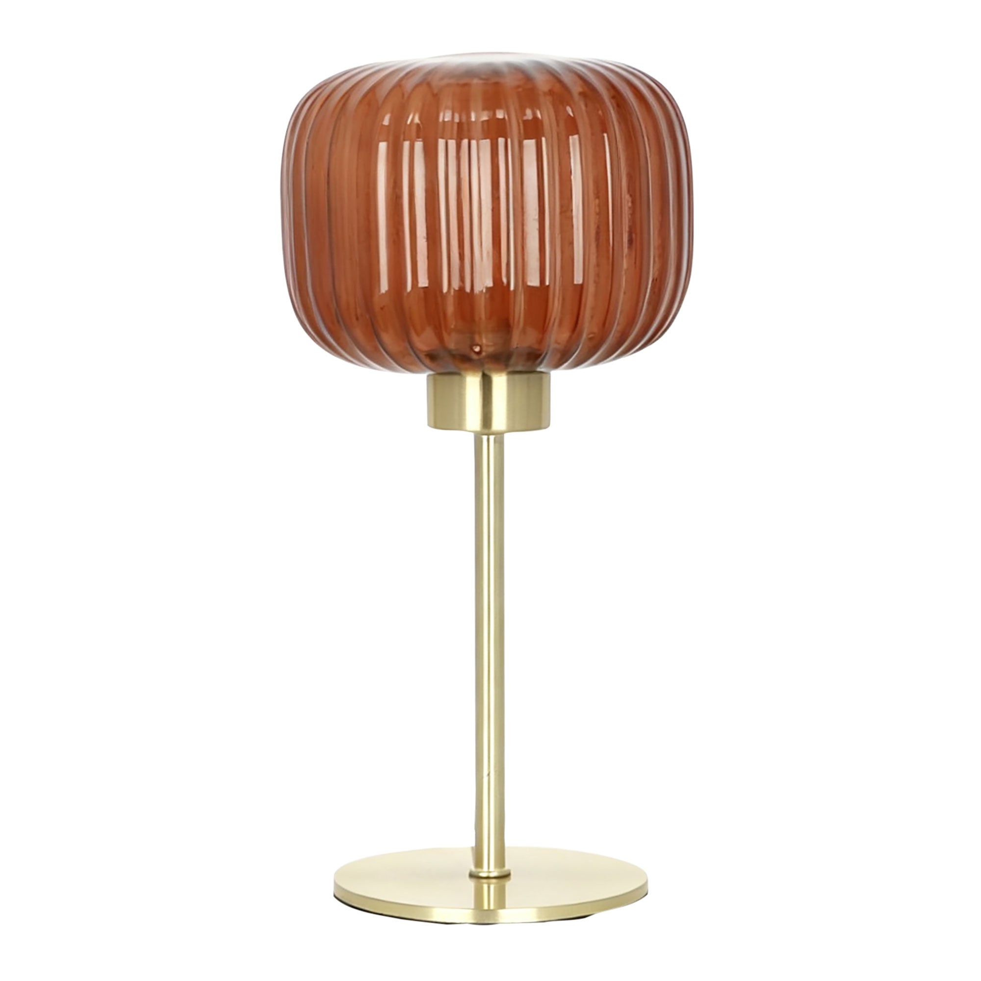Alto Ribbed Optic Glass Table Lamp Rust & Satin Brass - OL93705RU