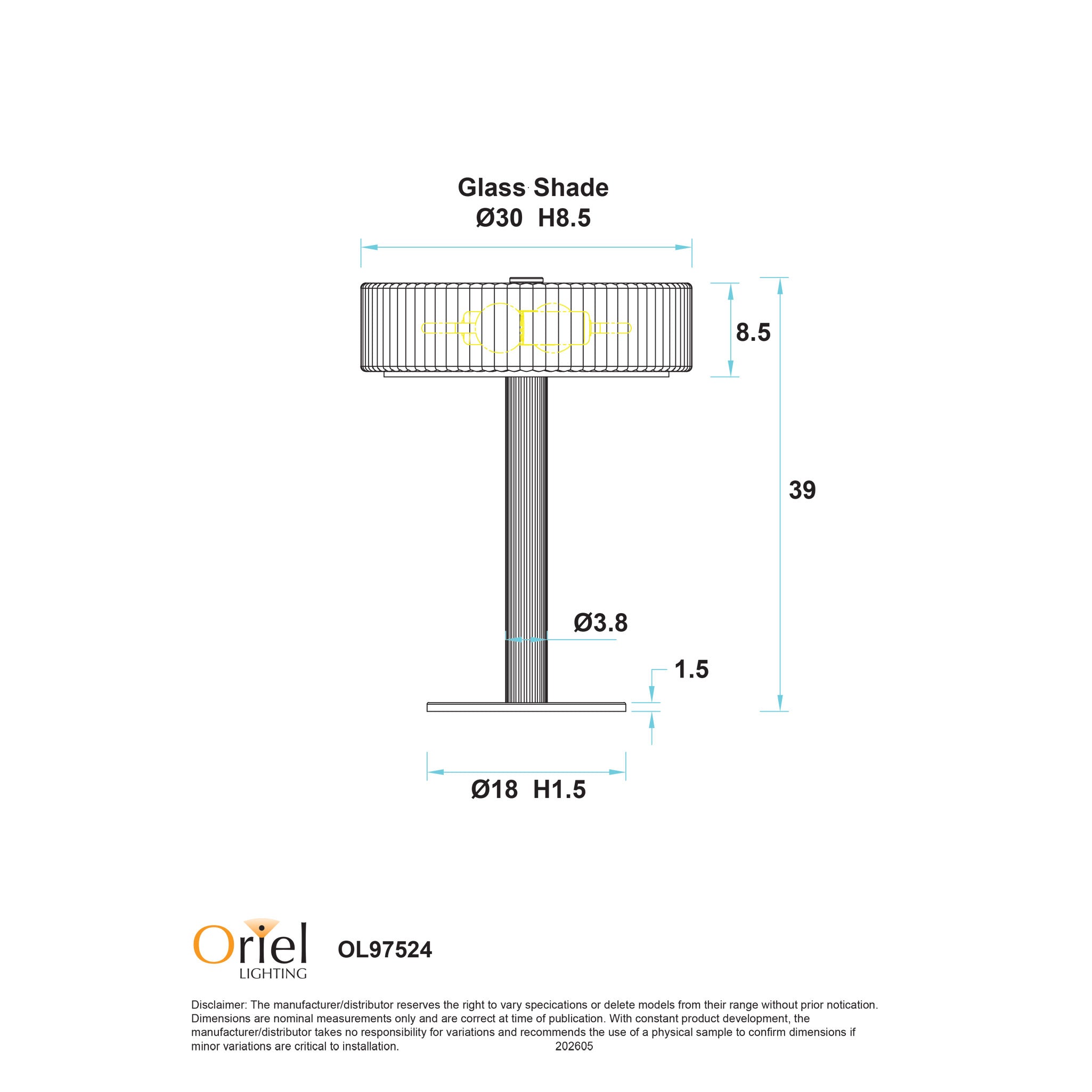 Gordon Table Lamp Satin Brass & Matt Opal - OL97524SB