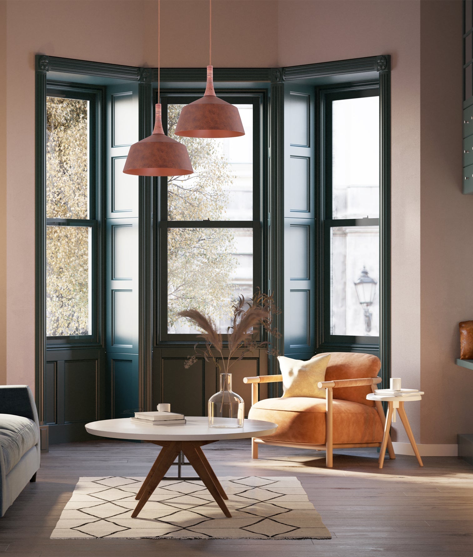 Oxido 400mm Dome Pendant Light Rustic Brown - OXIDO2