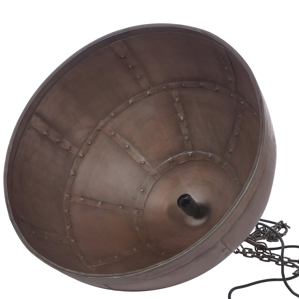 P51 Large 1 Light Iron Riveted Dome Pendant Antique Copper - ZAF11044CP