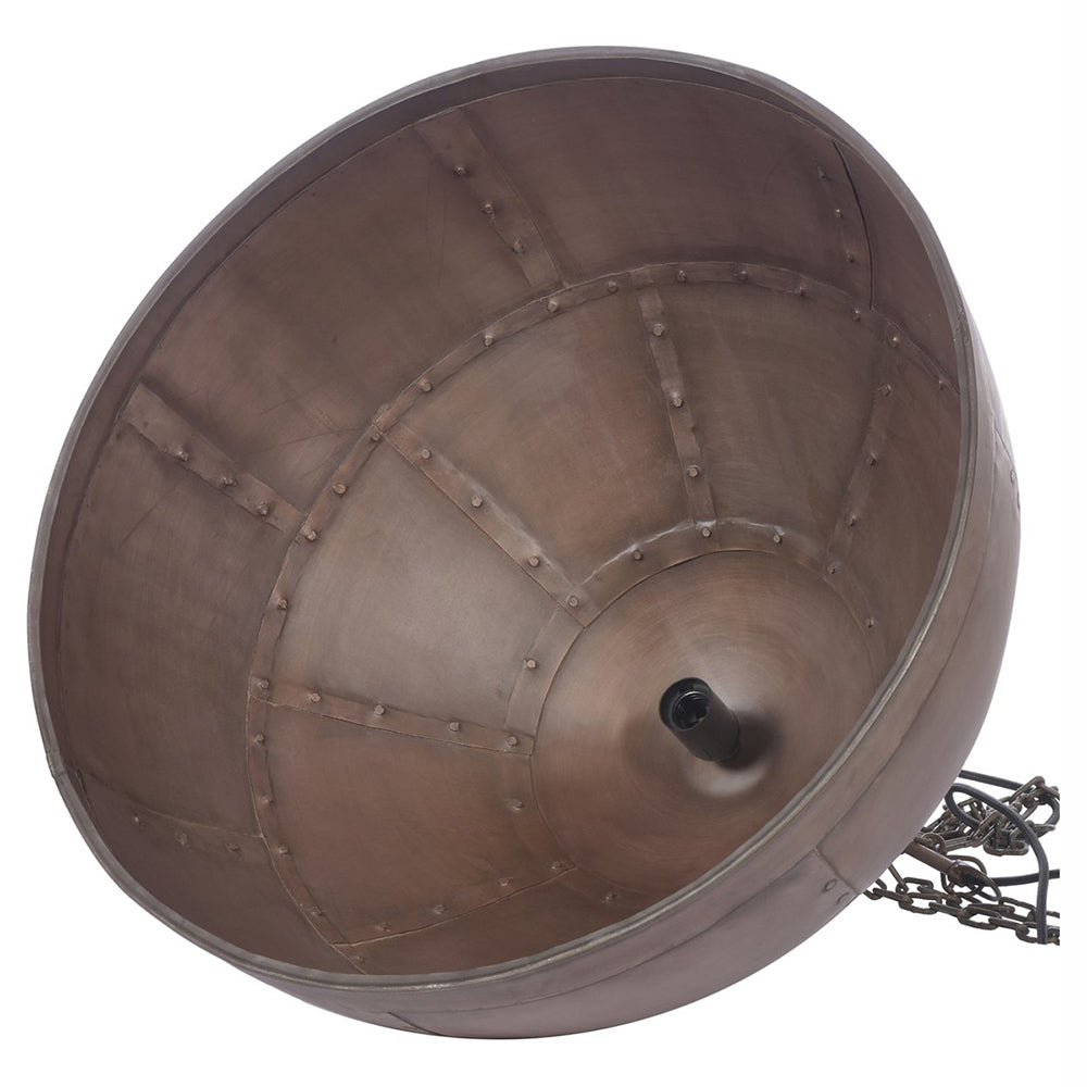 P51 Medium 1 Light Iron Riveted Dome Pendant Antique Copper - ZAF10168CP