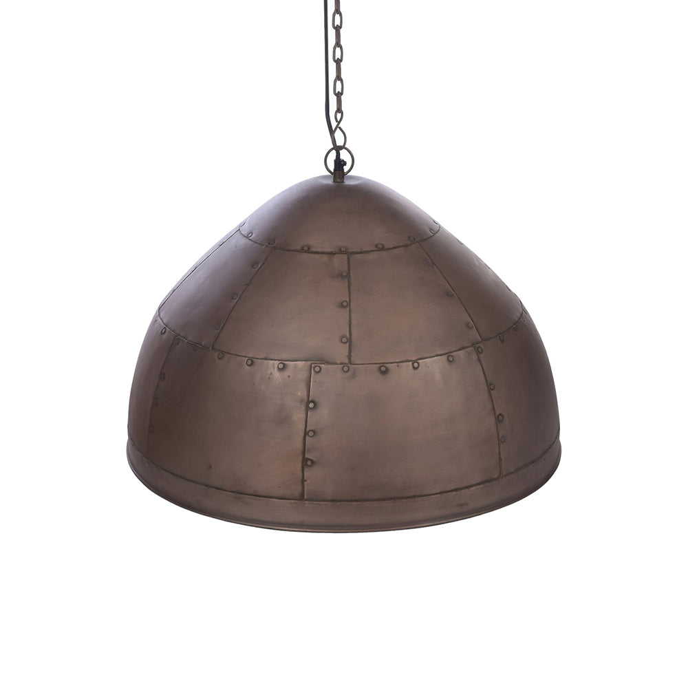 P51 Small 1 Light Iron Riveted Dome Pendant Antique Copper - ZAF10308
