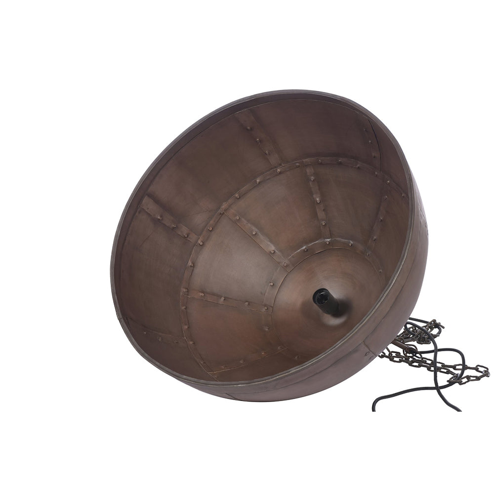 P51 Small 1 Light Iron Riveted Dome Pendant Antique Copper - ZAF10308