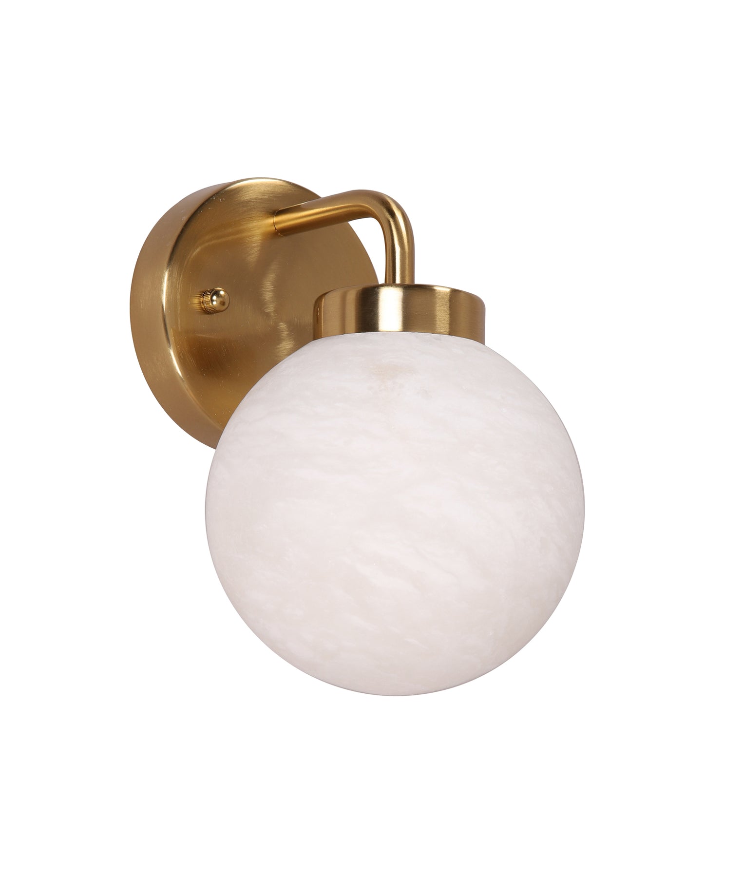 Palla Interior Single Round Base Wall Light White & Brass - PALLA-W1