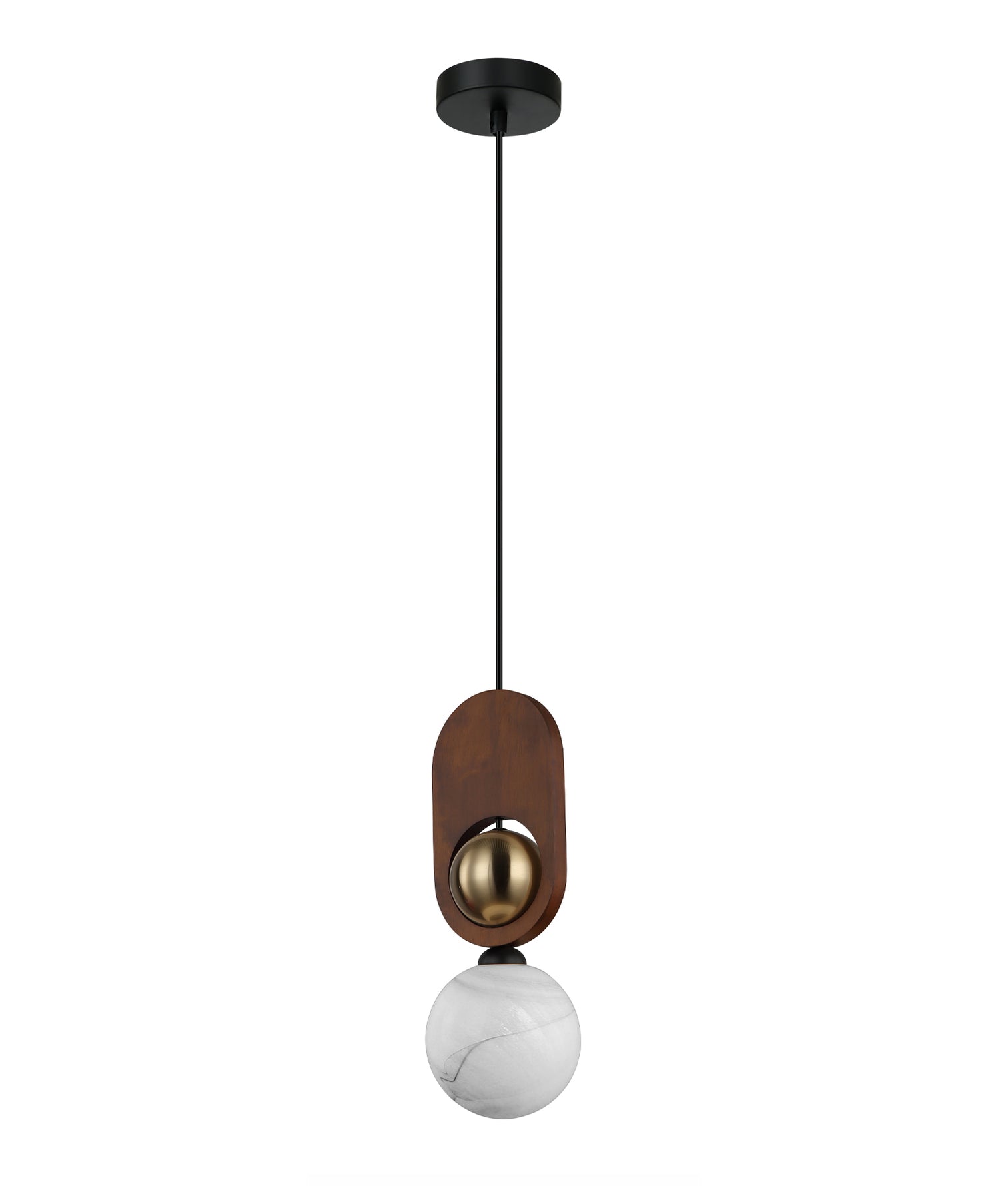 Patla Sandblasted Pendant Light Red Wood & Brass - PALTA2