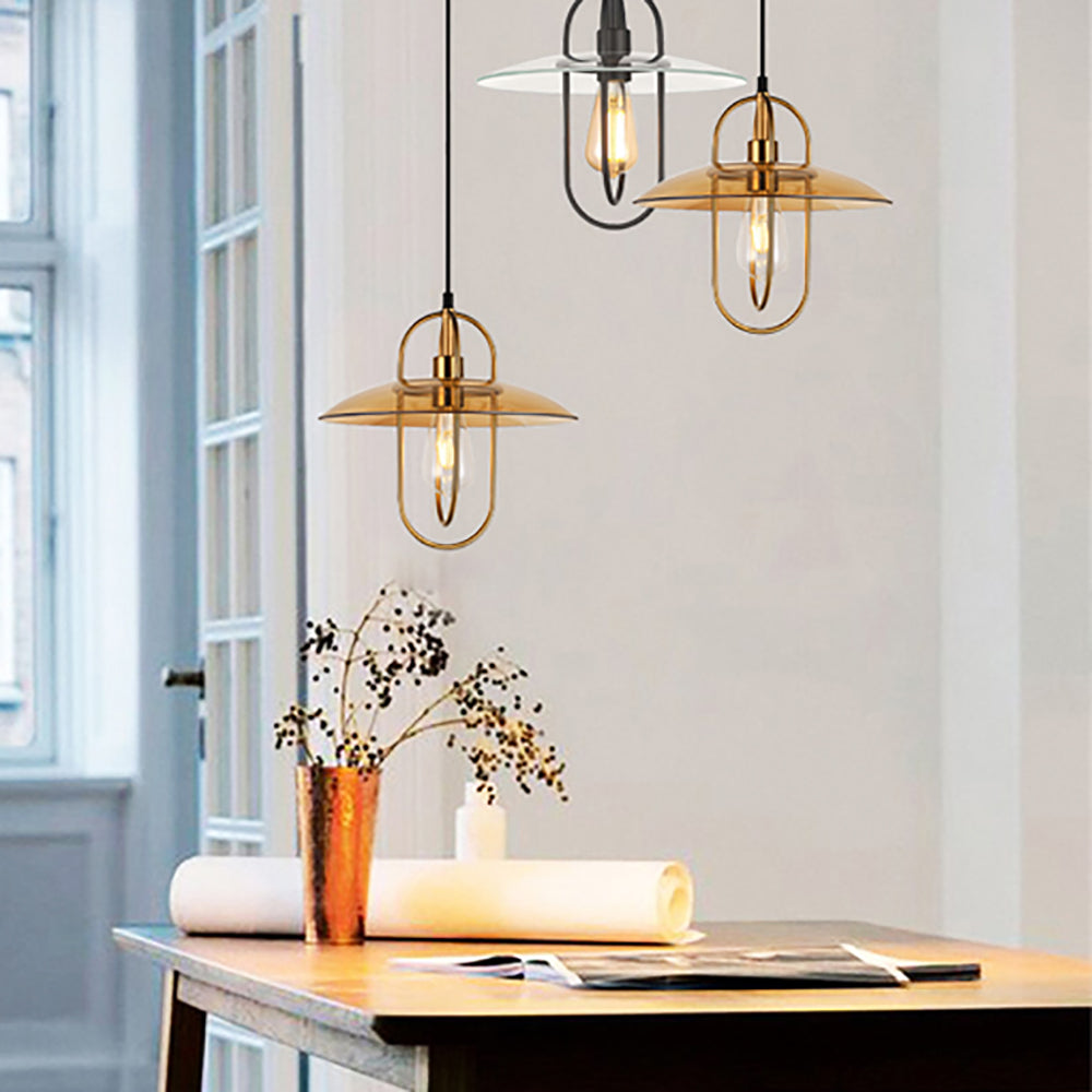 Buy Pendant Lights Australia PAPILLON Interior 1 Light Antique Brass Pendant With Amber Coolie Glass - PAPILLON2