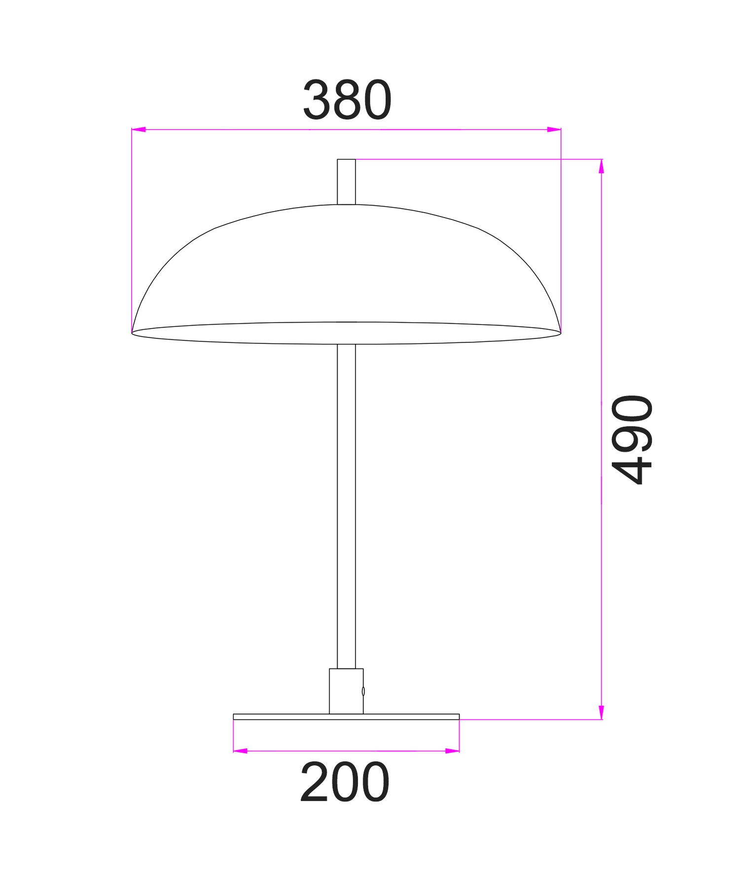 Paraguas Table Lamp Brass Base With Black Shade - PARAGUAS-T1